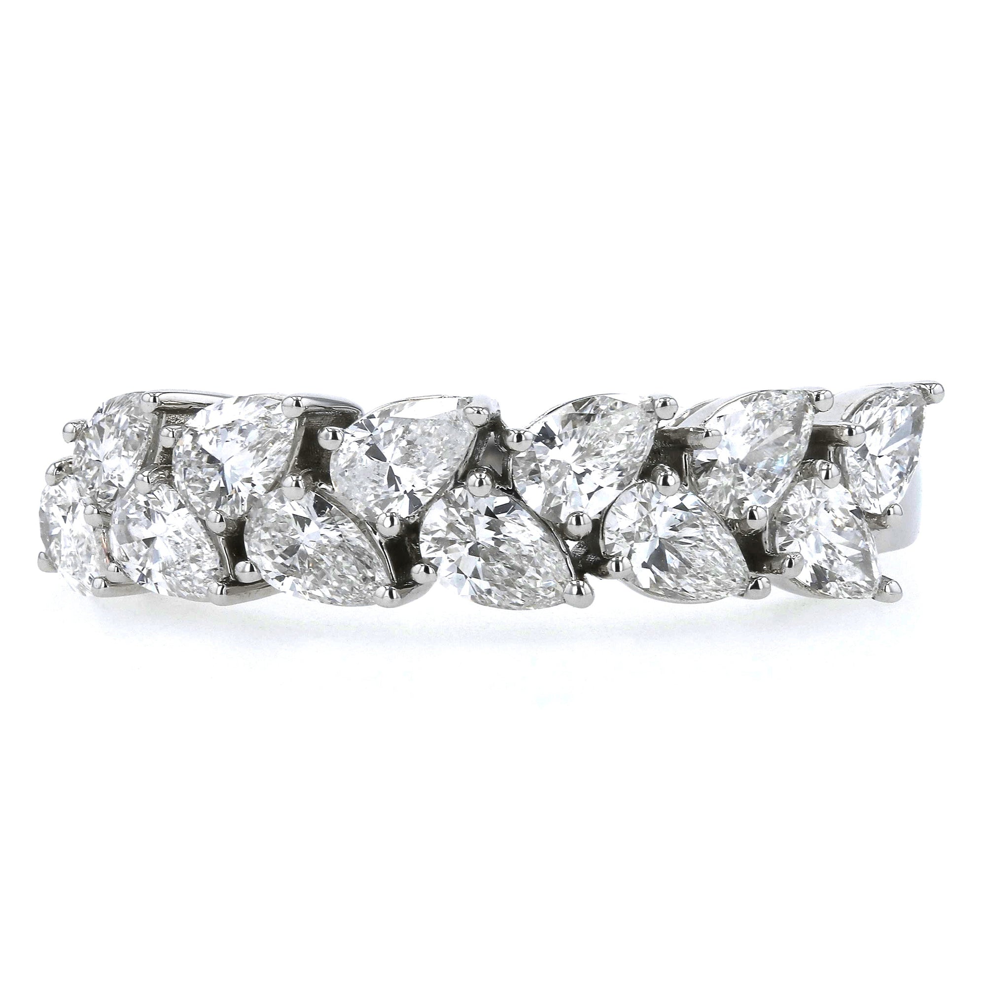 Leaves Shape Pear Band Ring 1.54Ct