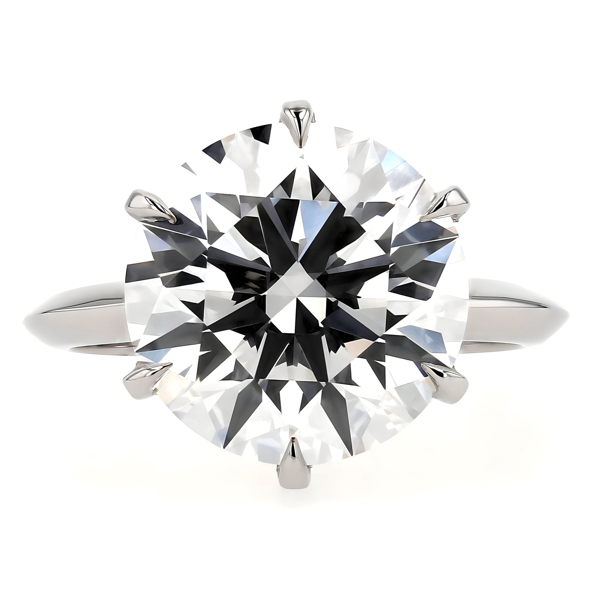 Round Solitare Ring 7Ct Platinum Tiffany Setting Size 5.25