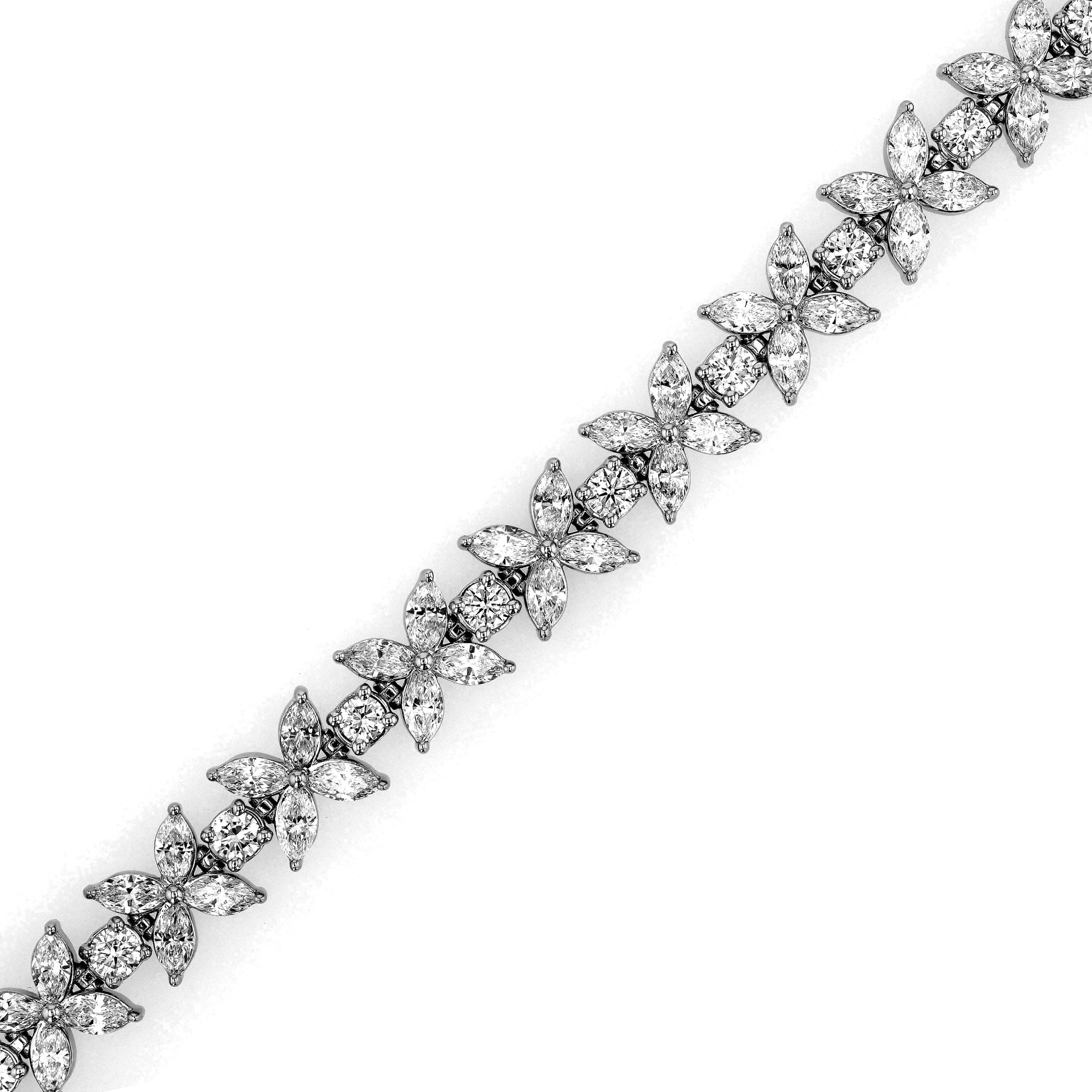 Tennis Bracelet Marquise Flower 14.74Ct