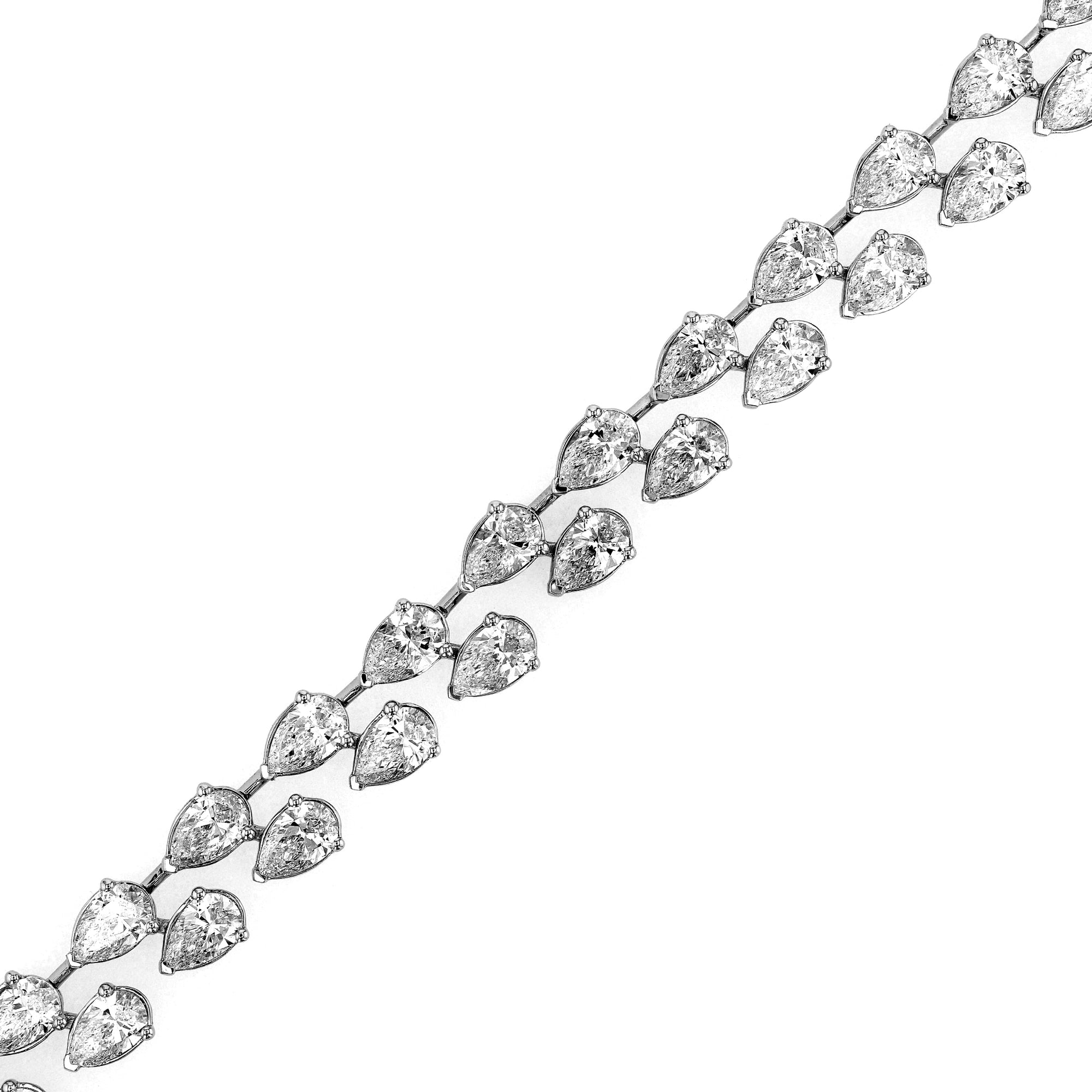 Tennis Bracelet Pear Double Row East West 18.42Ct
