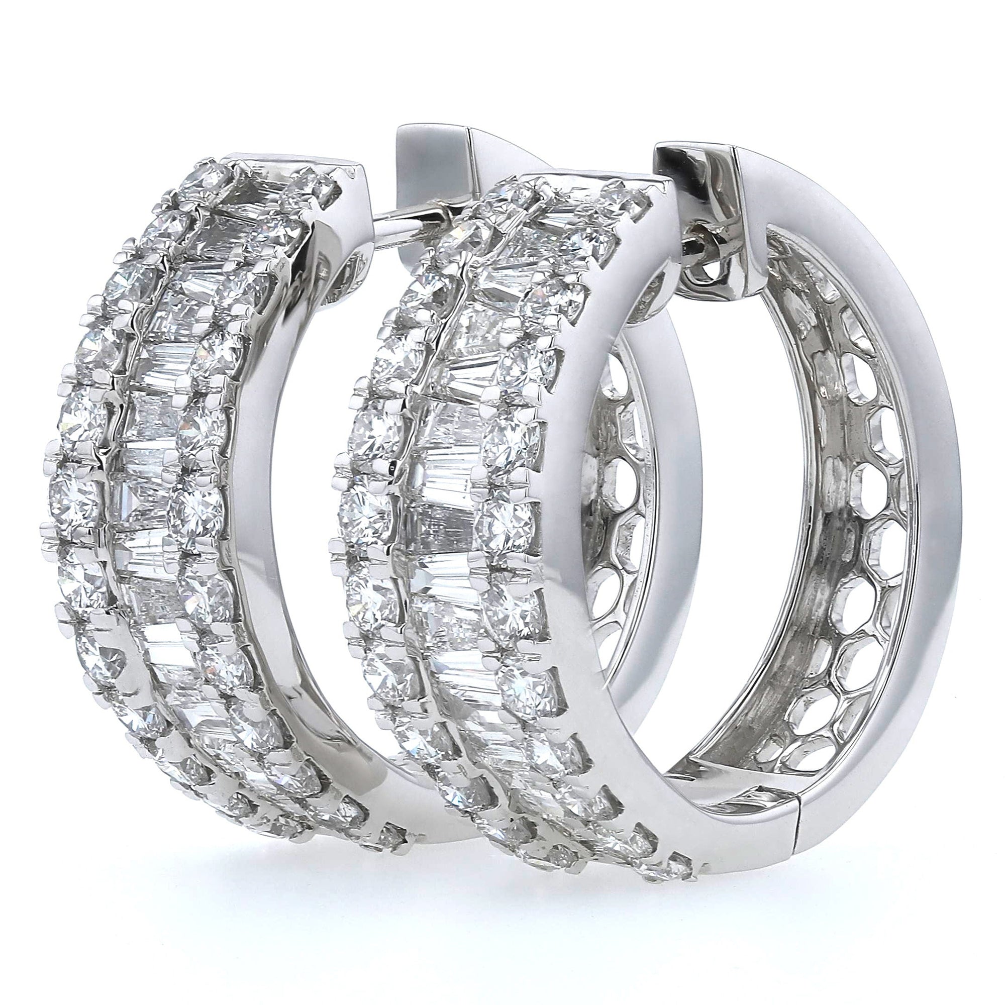 Round & Baguette Earrings 3.5Ct
