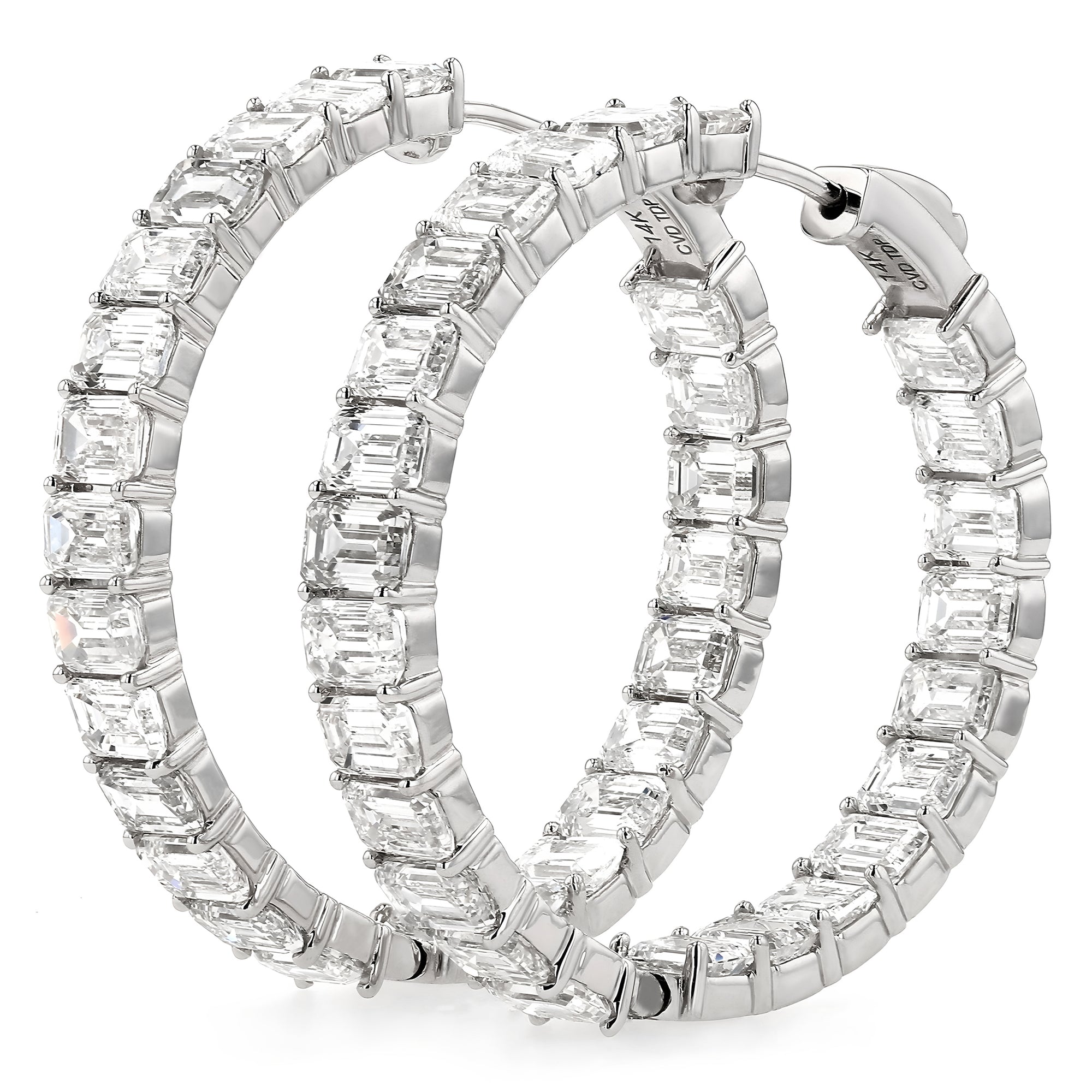 Emerald Cut Hoop Earrings 17.21 ctw