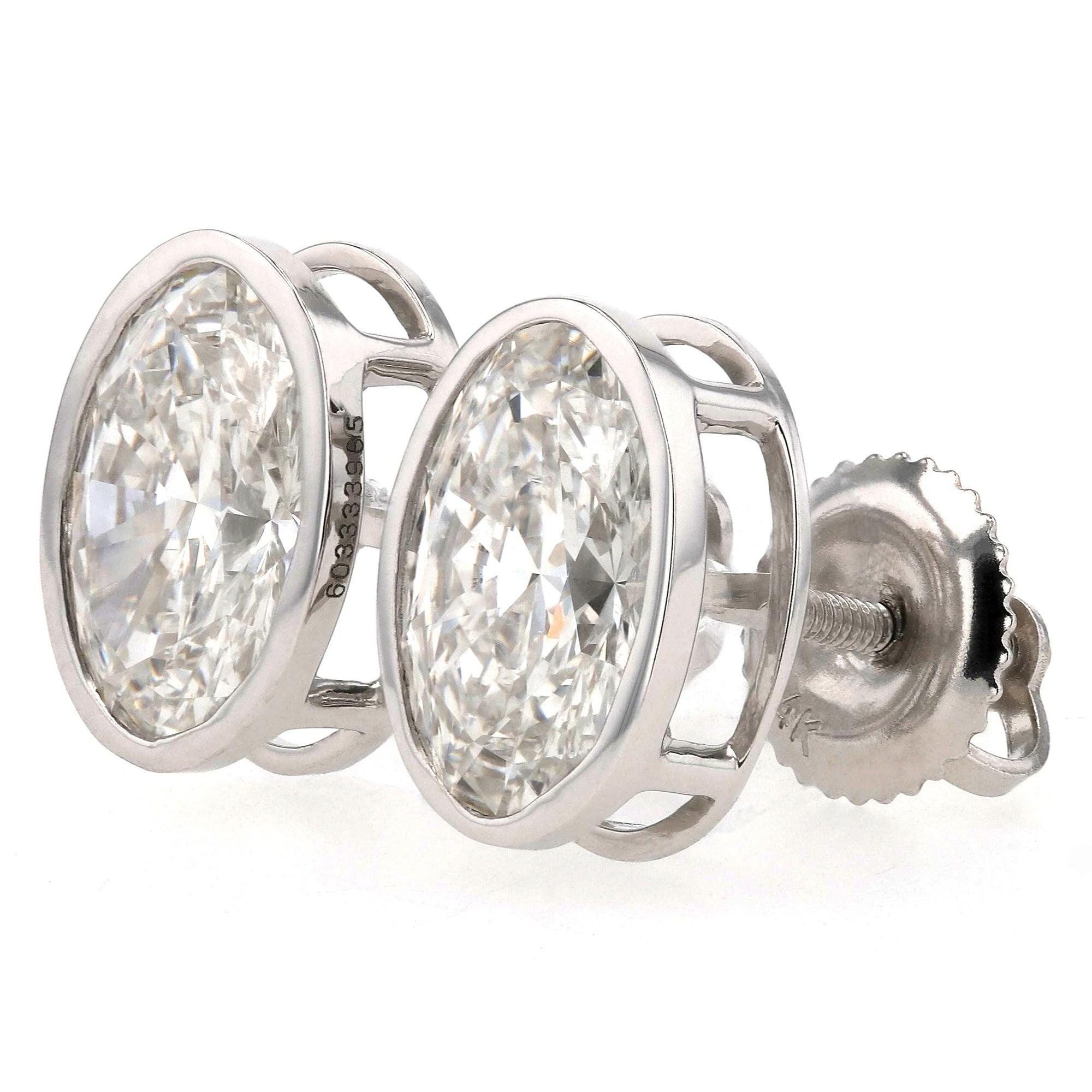 Oval Bezel Stud Earrings 2.25 CTW
