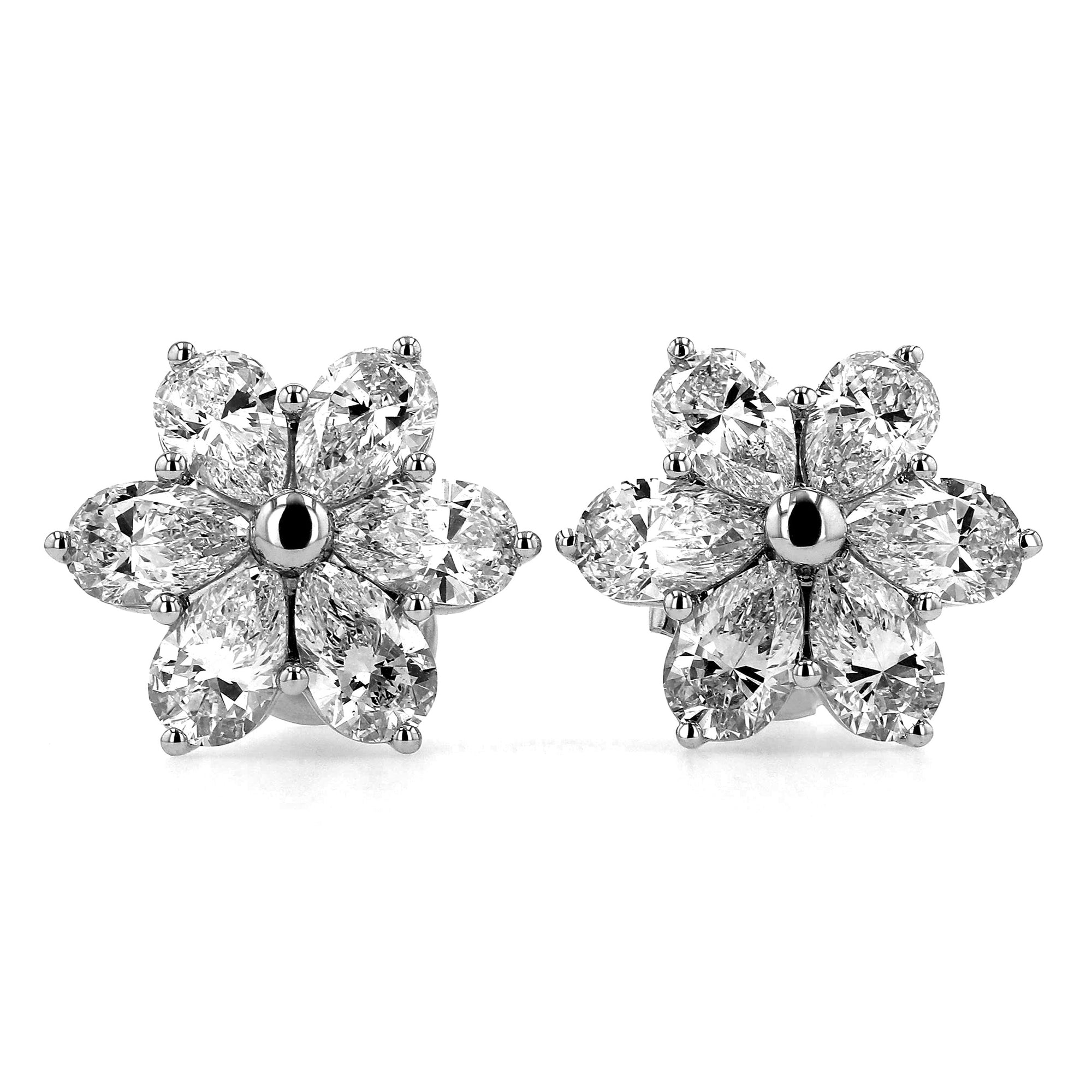 Pear Flower Stud Earrings 6 CTW