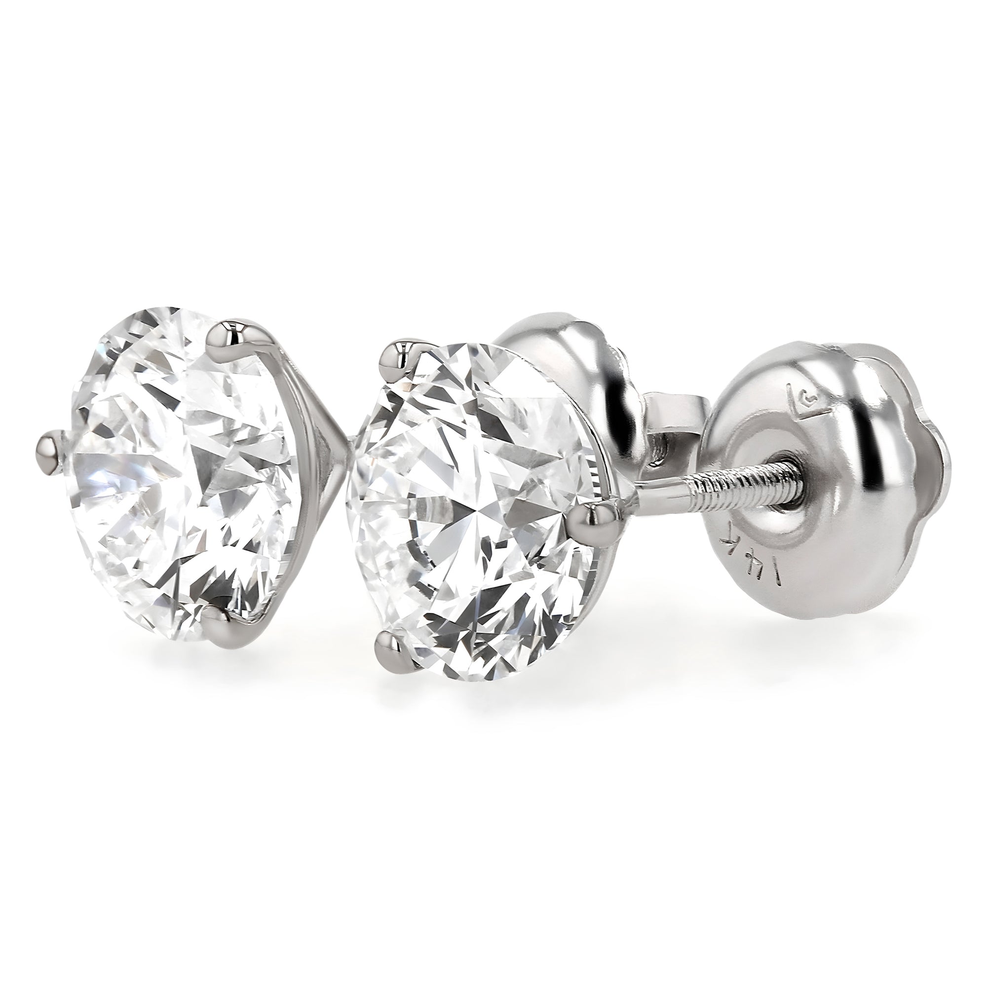 GIA Certified Round Stud Earrings Three-Prong