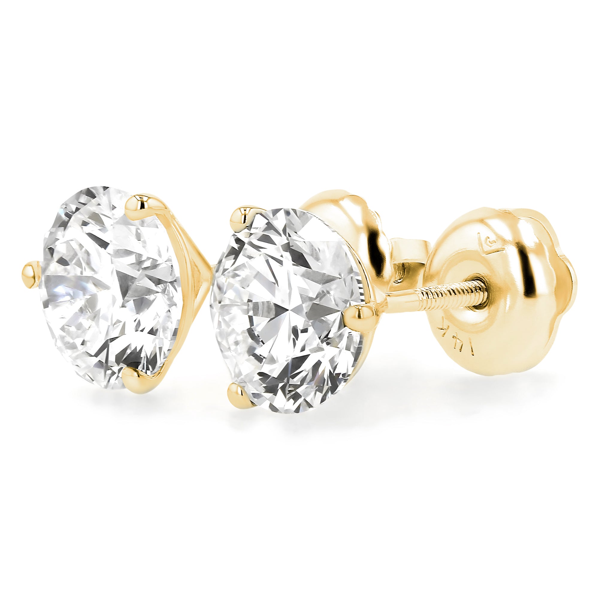 GIA Certified Round Stud Earrings Three-Prong