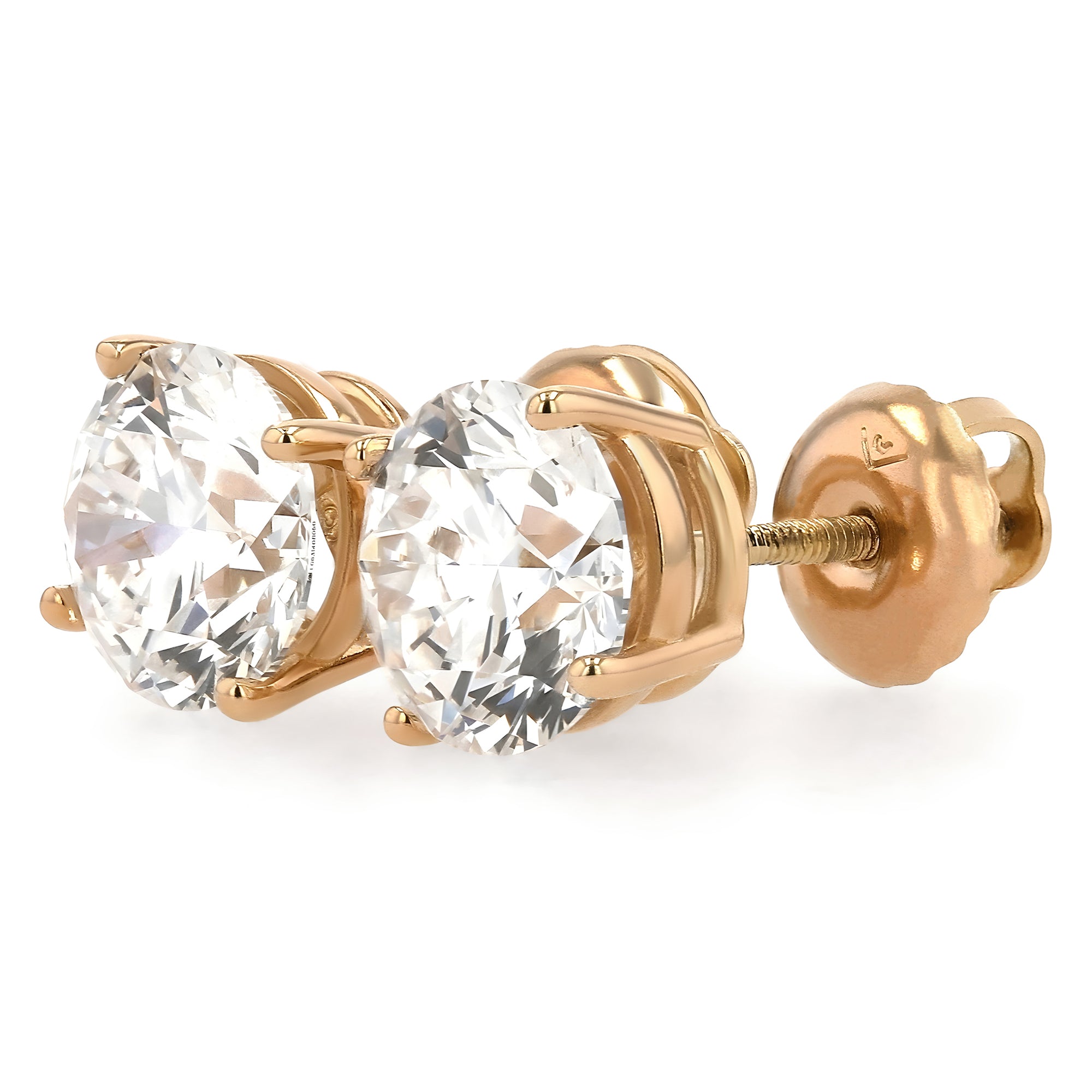 GIA Certified Round Stud Earrings Four-Prong