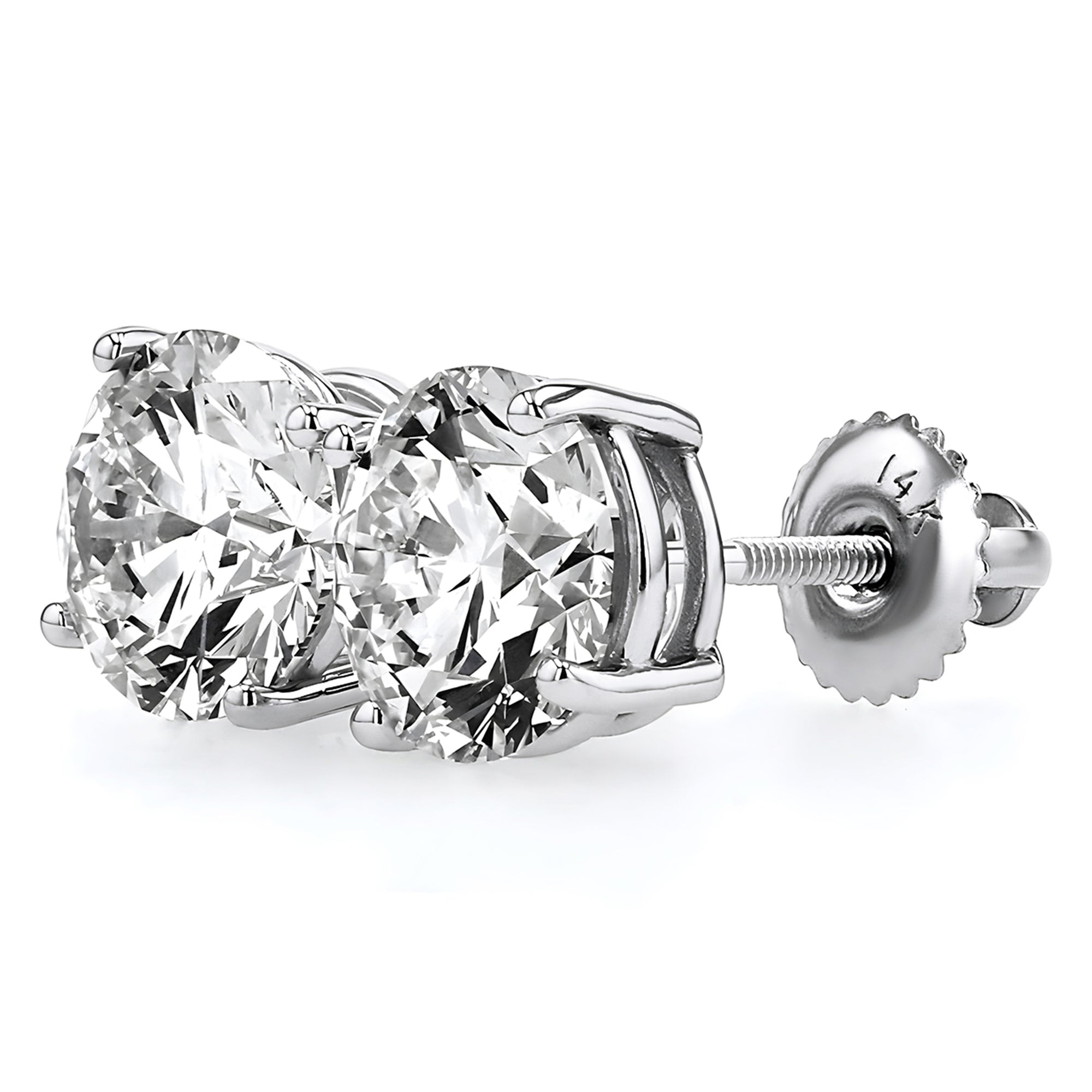 GIA Certified Round Stud Earrings Four-Prong
