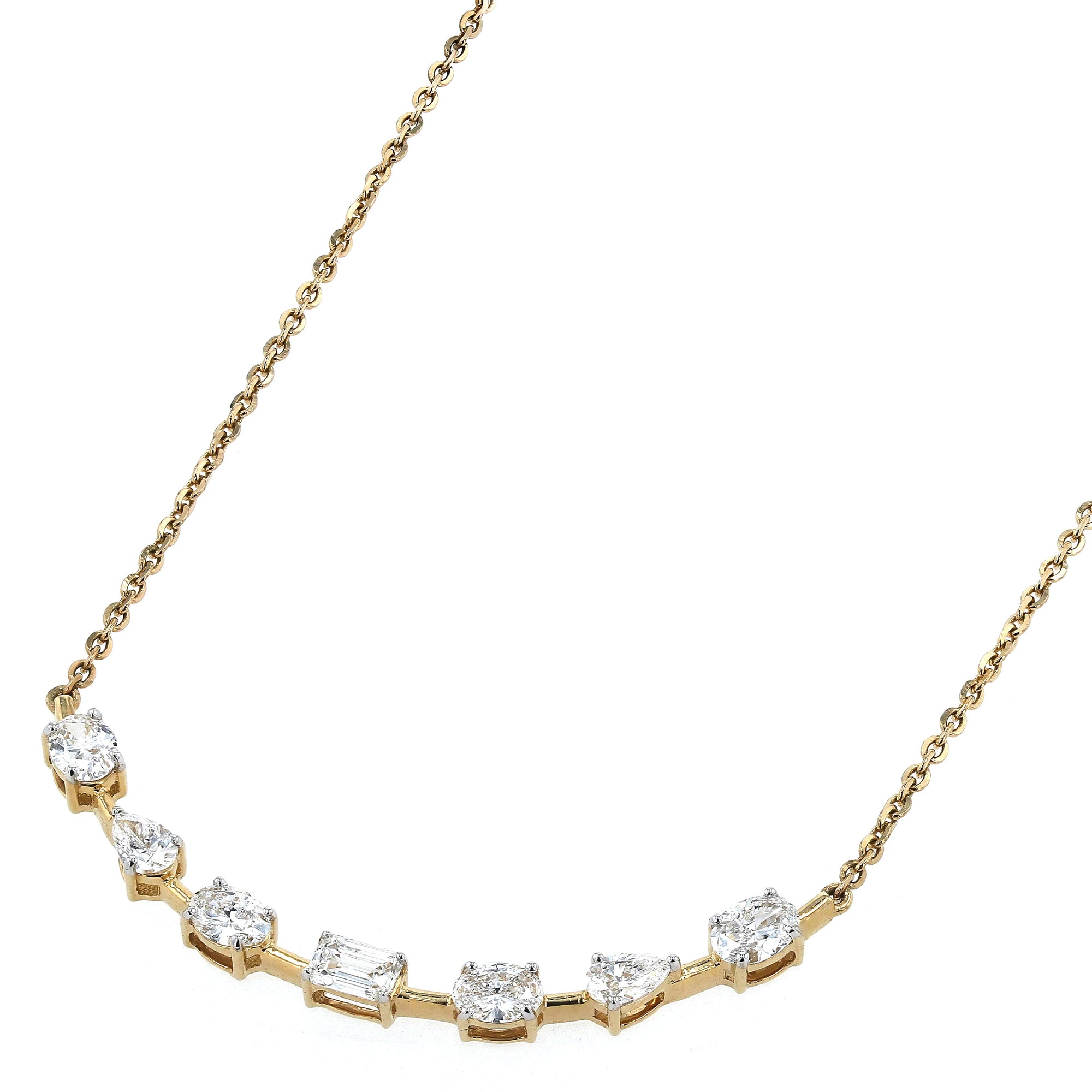 7 Multishape Stone Smile Necklace 1Ct