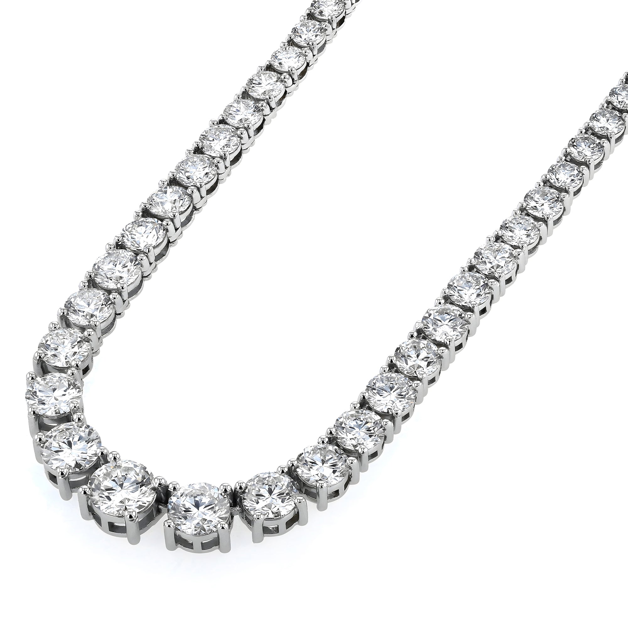 Round Graduated Tennis Necklace 17.53Ct