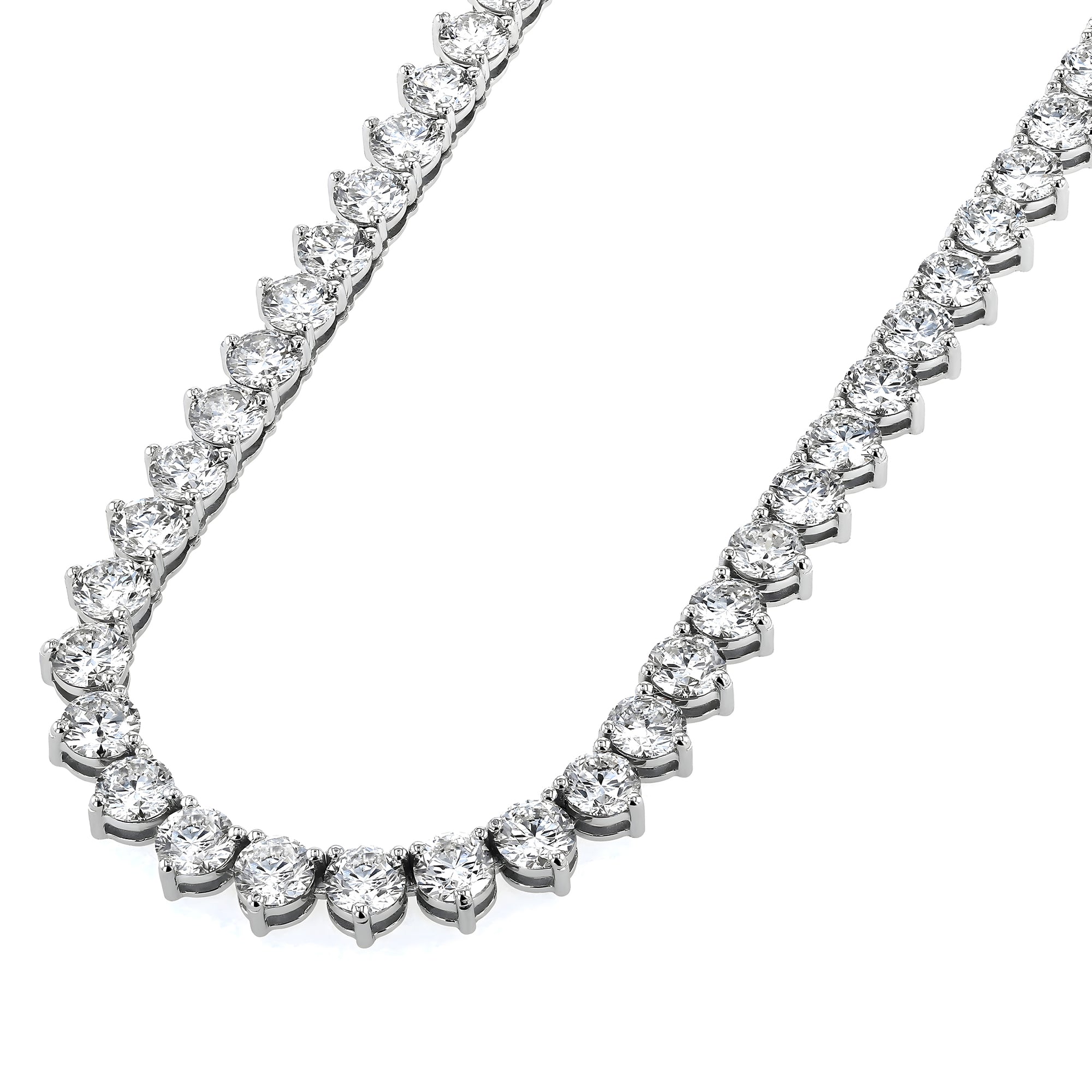 Round Tennis Necklace 3 Prong 22.96Ct