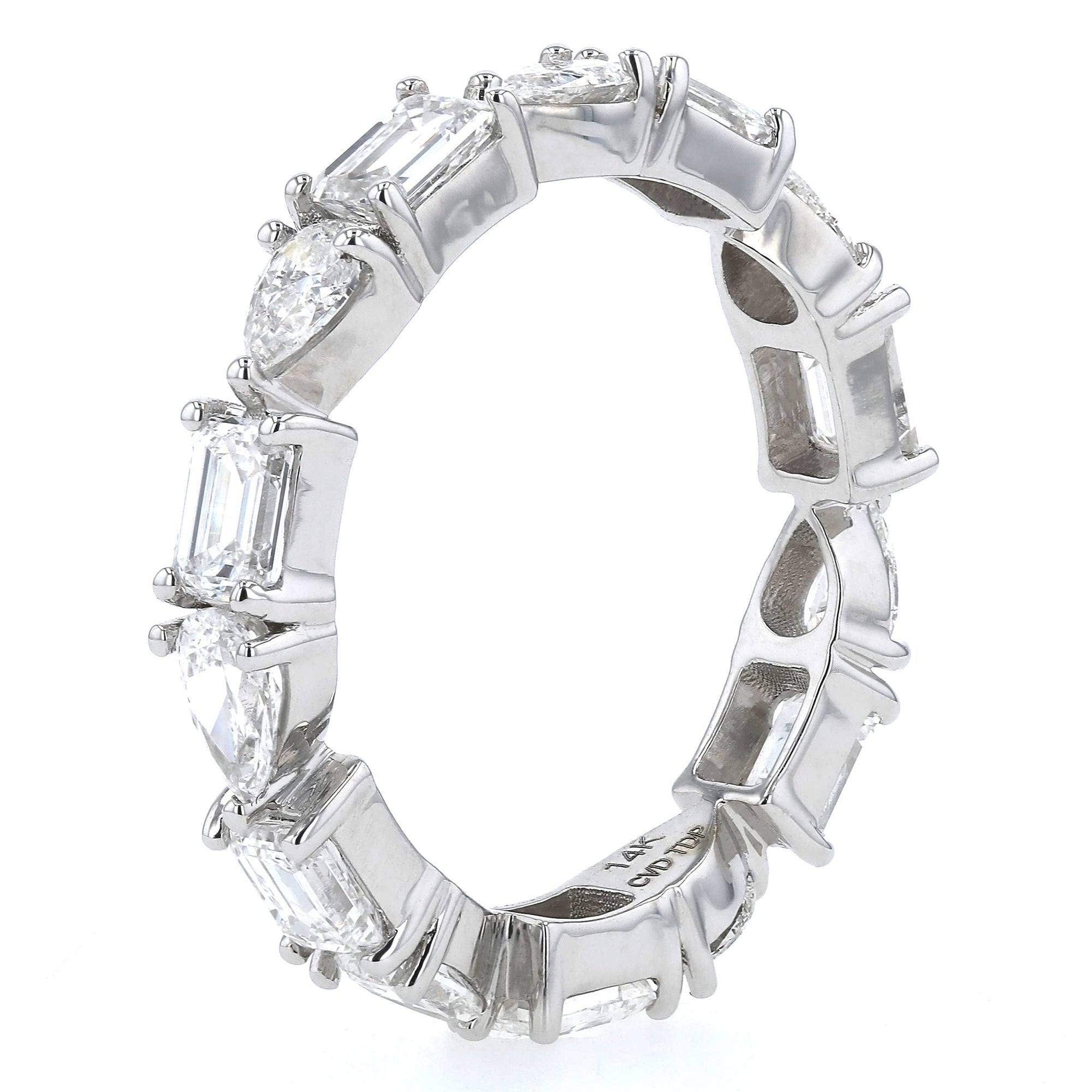 East West Emerald/Pear Eternity Band 3Ct