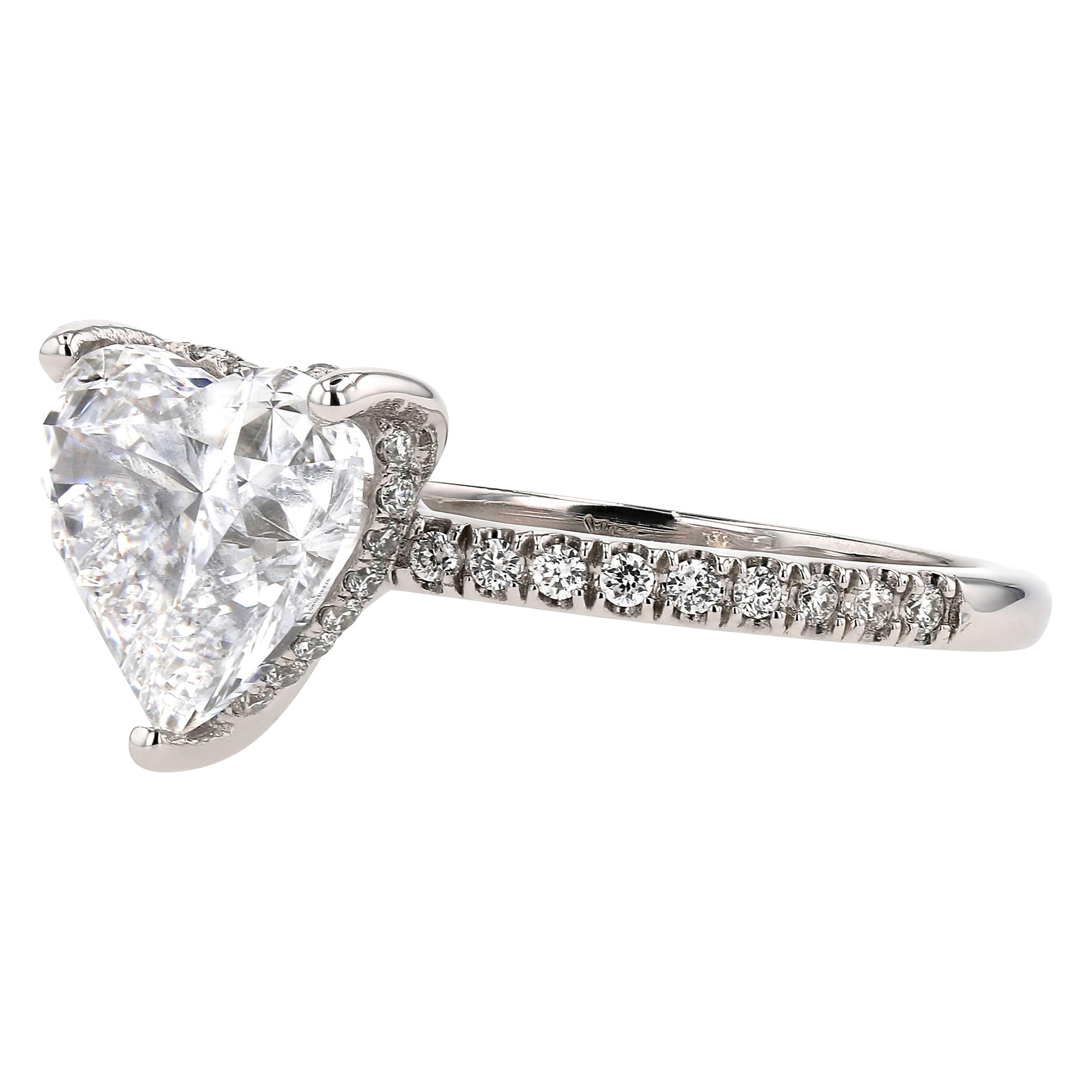 Heart Solitare Hidden Halo Ring 3.03Ct