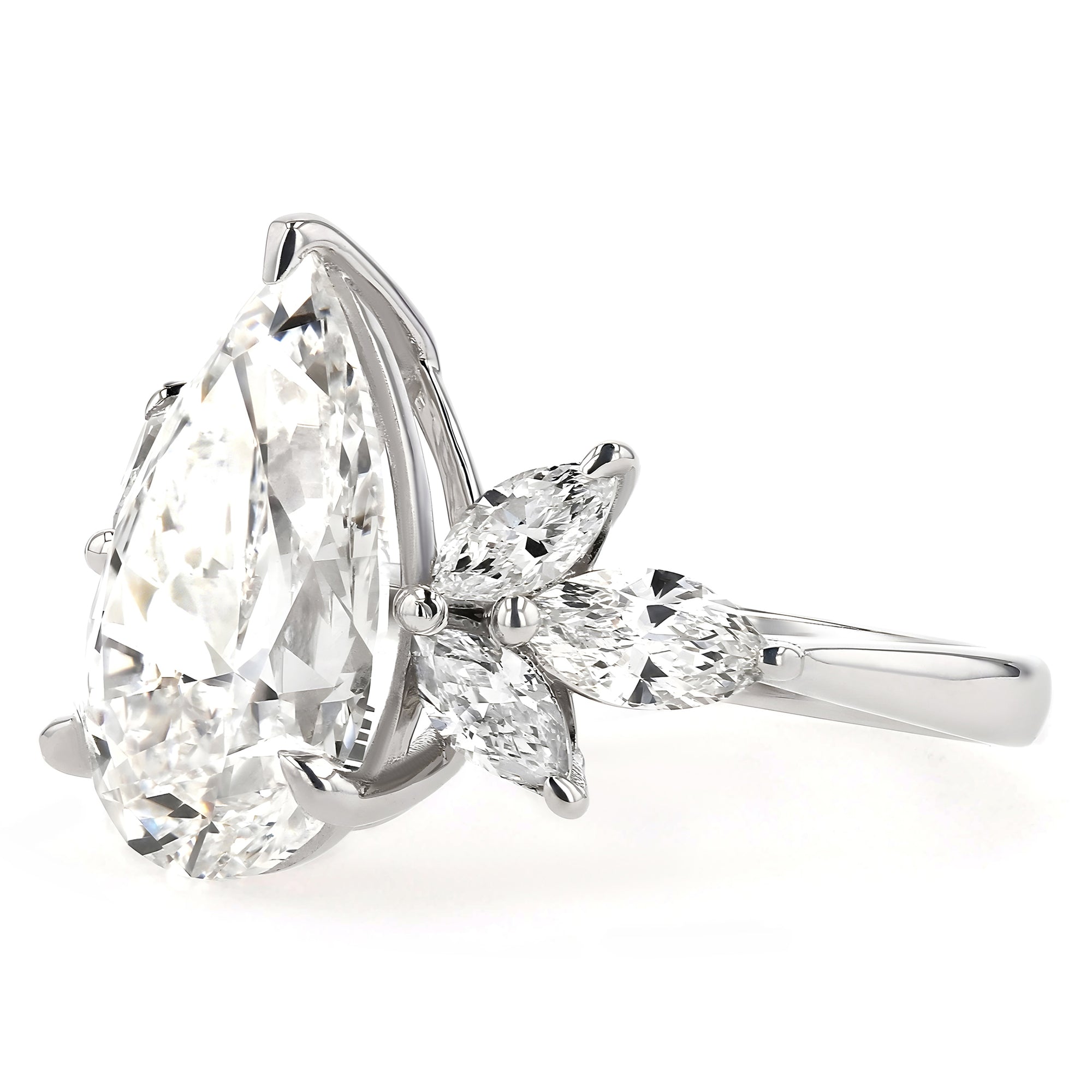 Seven Stone Pear Center Marquise Side Stone Ring 5.03Ct