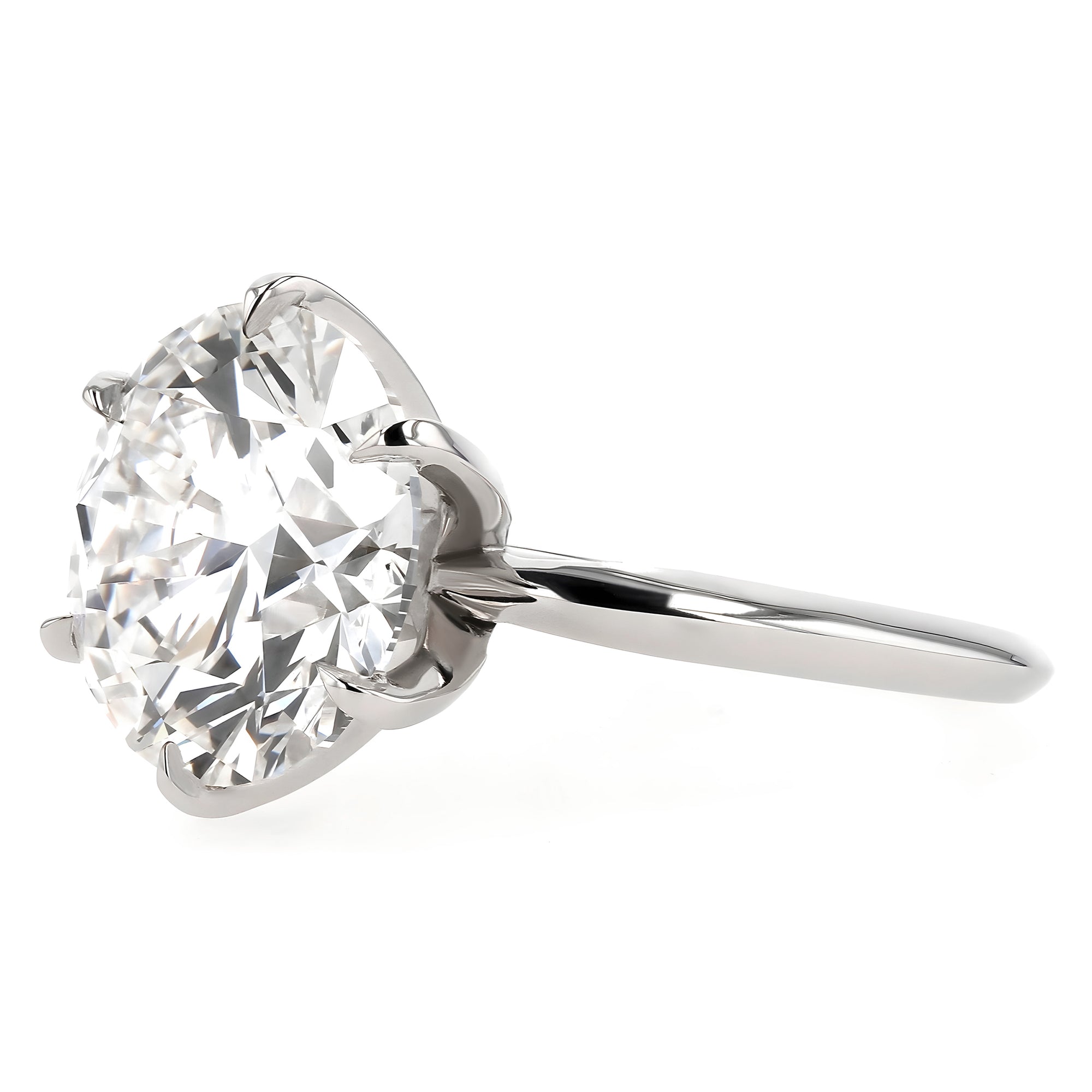 Round Solitare Ring 7Ct Platinum Tiffany Setting Size 5.25