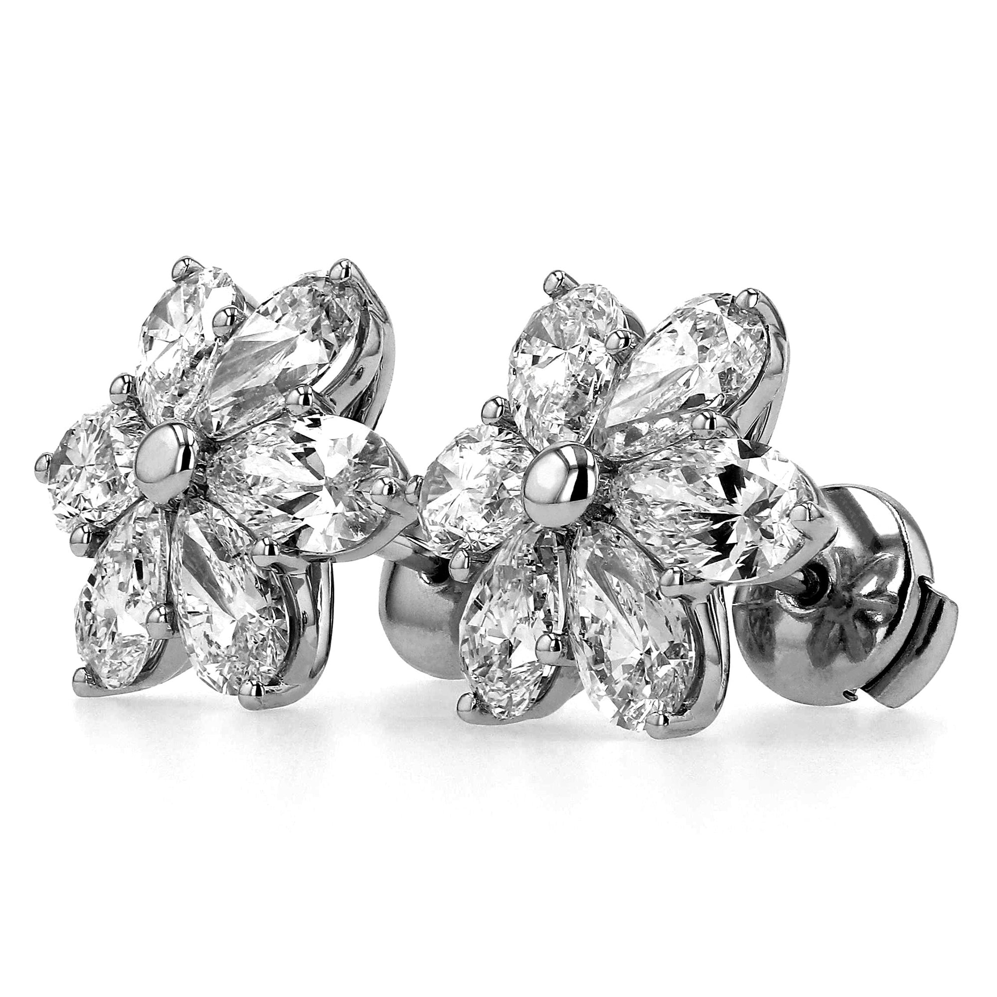 Pear Flower Stud Earrings 6 CTW