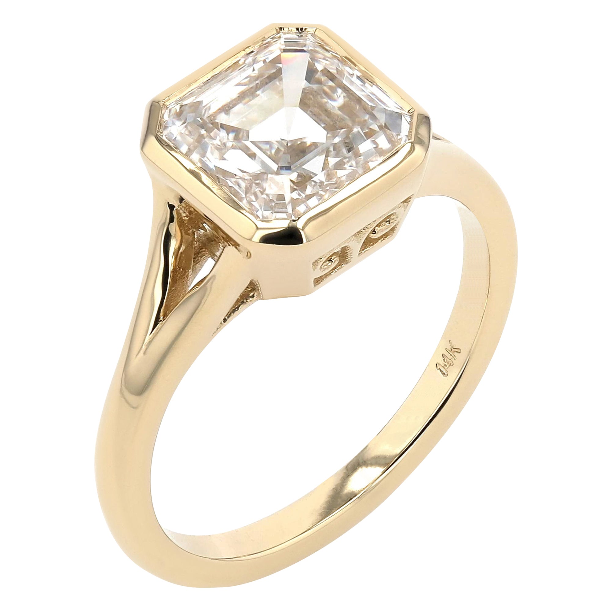 Bezel Asscher Cut Ring 3Ct