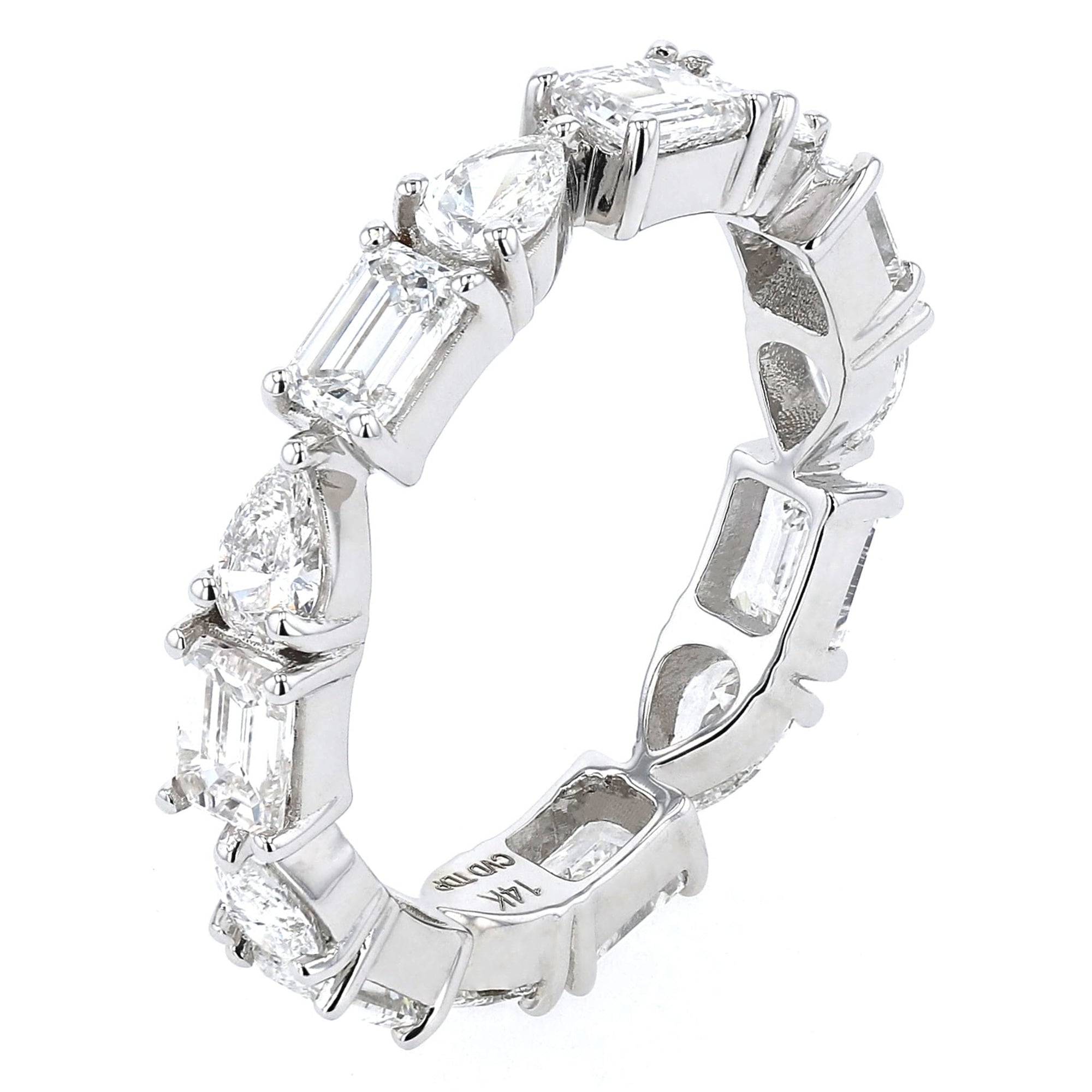 East West Emerald/Pear Eternity Band 3Ct