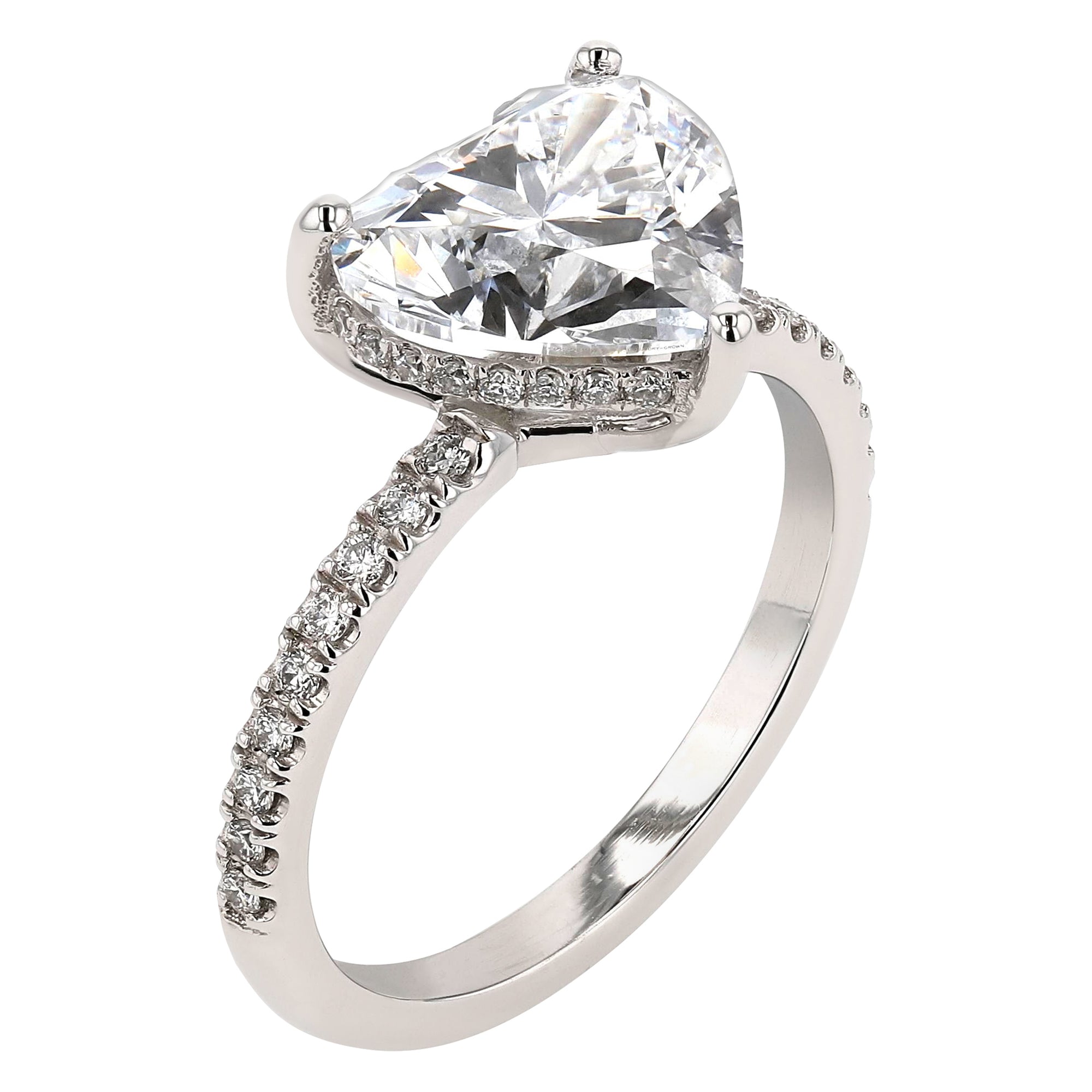 Heart Solitare Hidden Halo Ring 3.03Ct