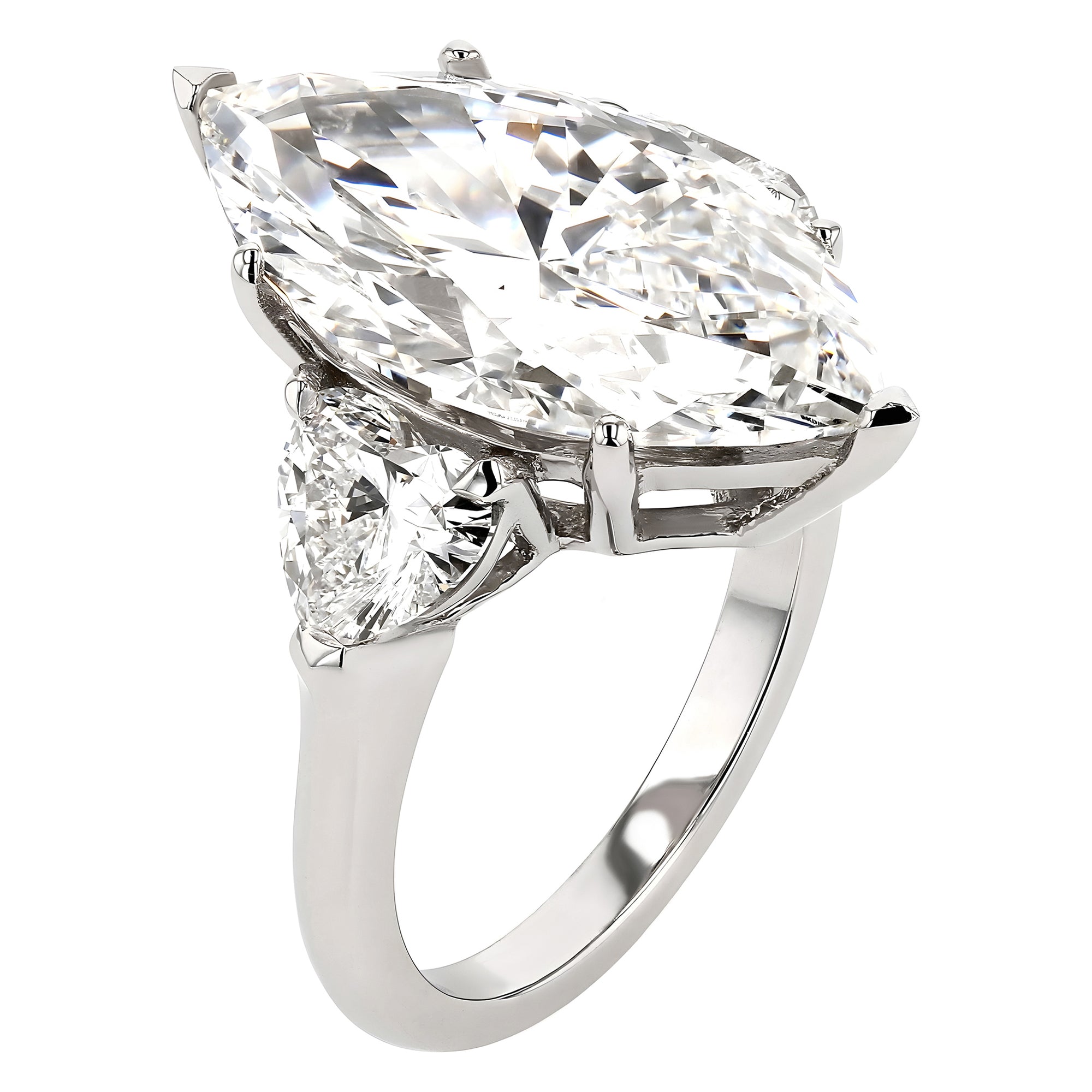 Three Stone Marquise Center Heart Side Stone Ring 8.1Ct