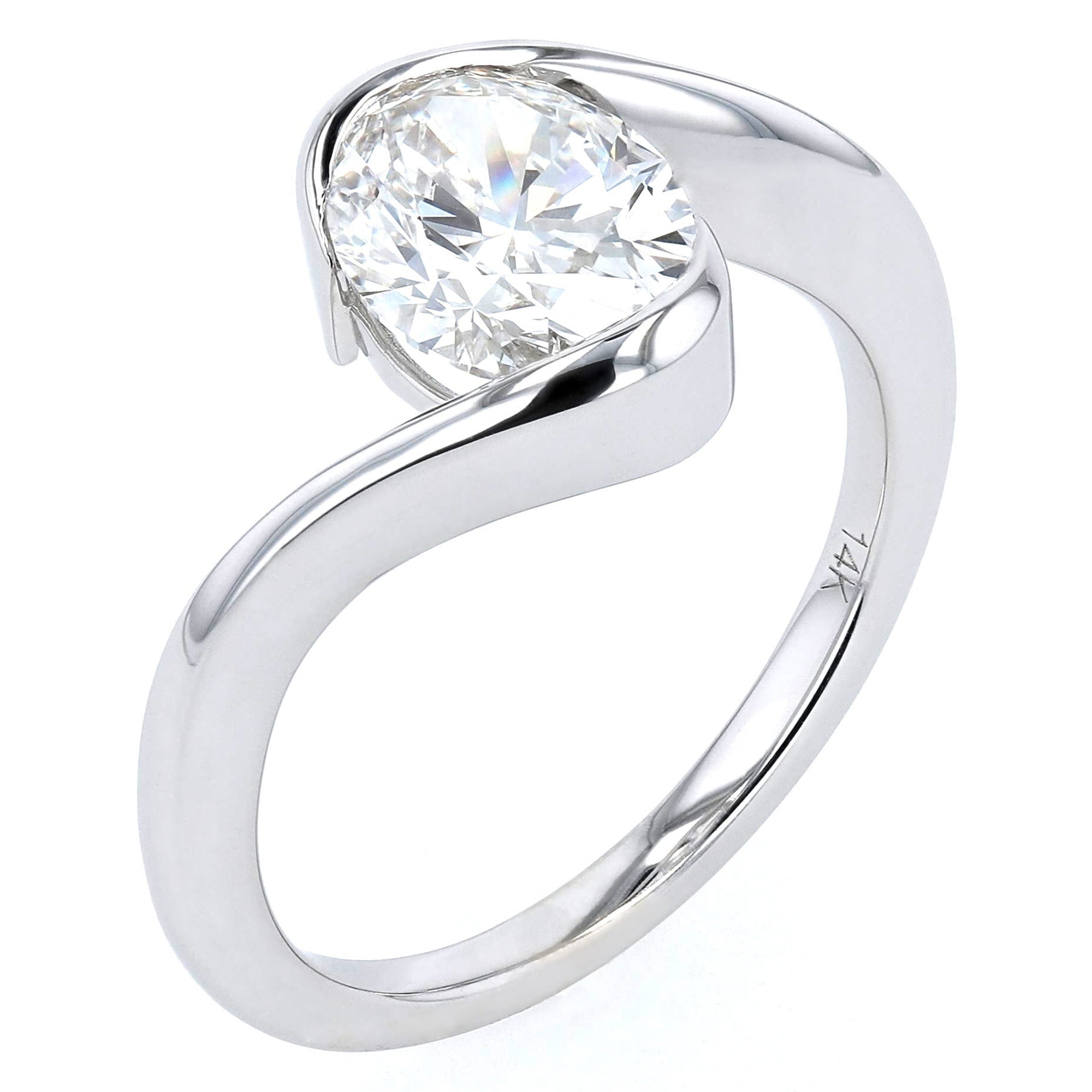 Oval Rounded Spiral Design Ring 2Ct