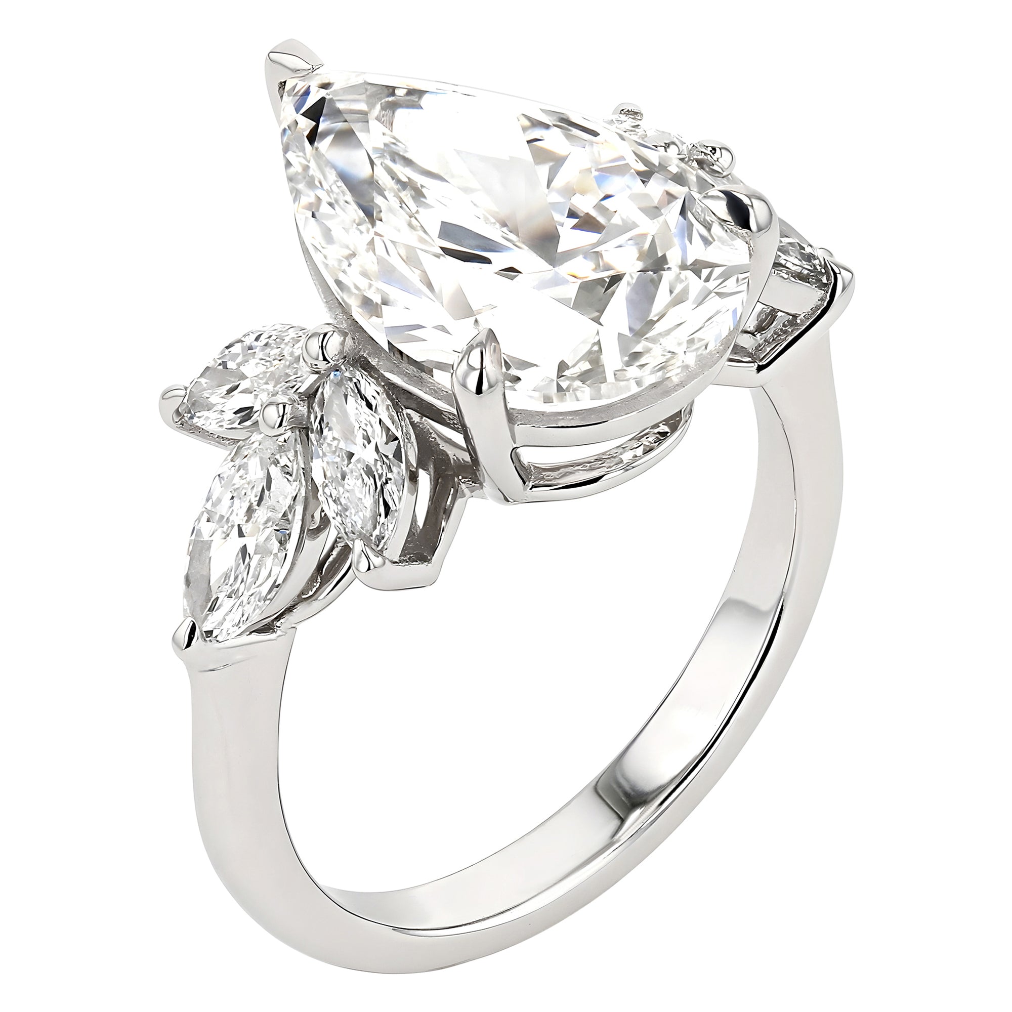Seven Stone Pear Center Marquise Side Stone Ring 5.03Ct