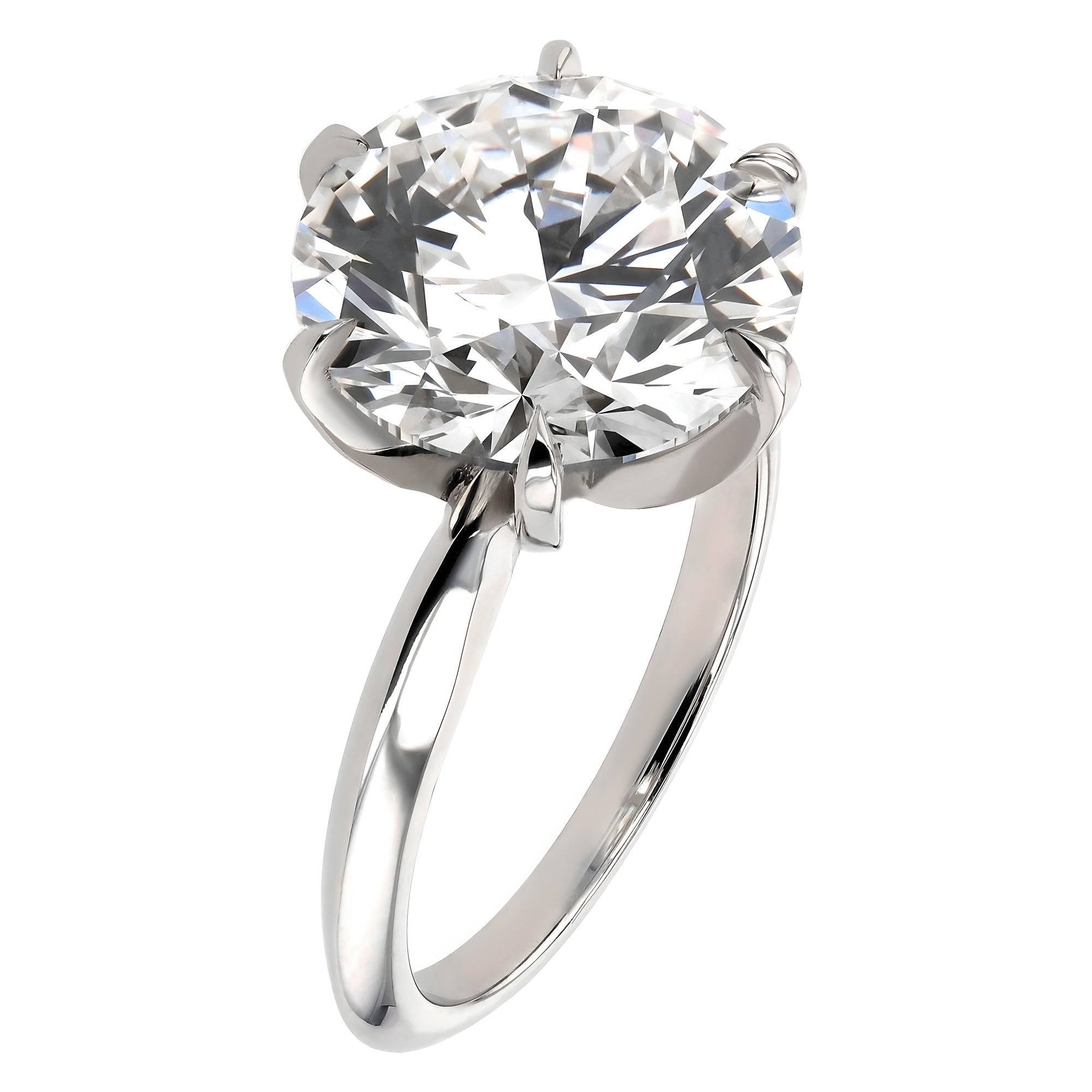 Round Solitare Ring 7Ct Platinum Tiffany Setting Size 5.25