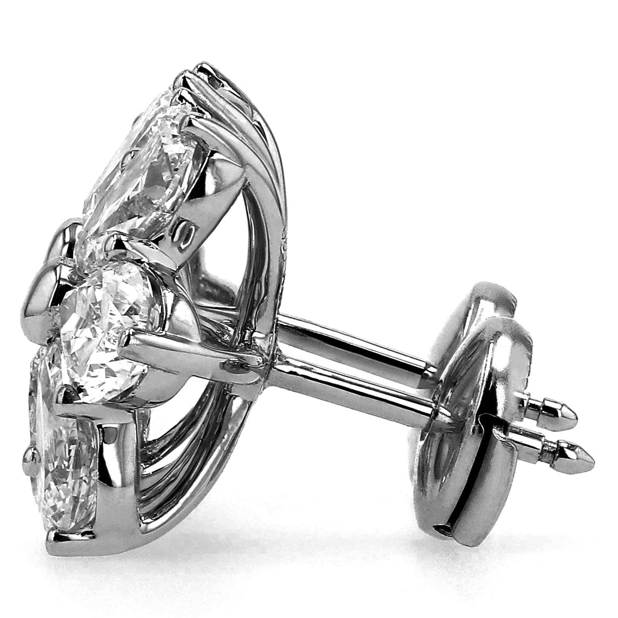 Pear Flower Stud Earrings 6 CTW