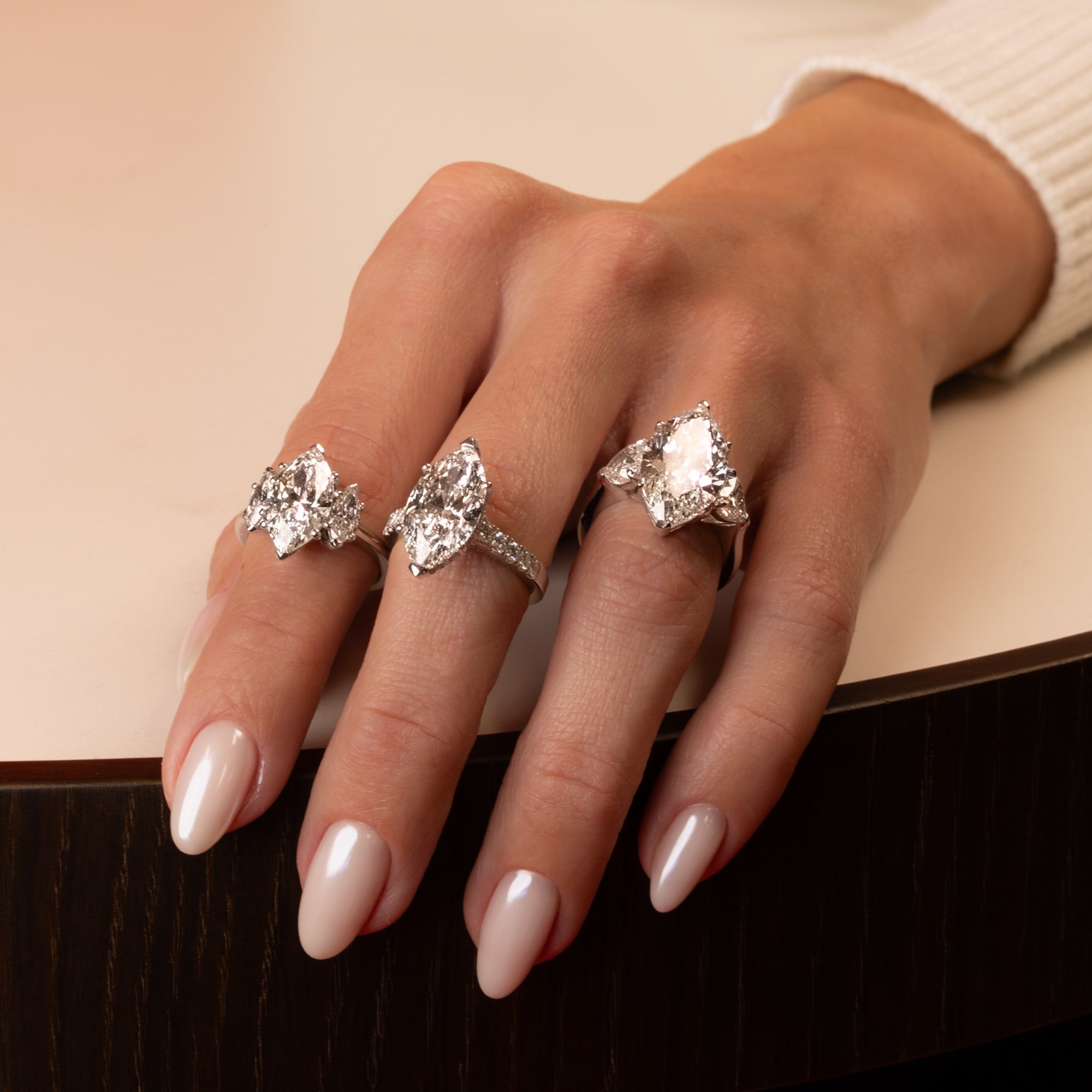 Three Stone Marquise Ring 3.28Ct
