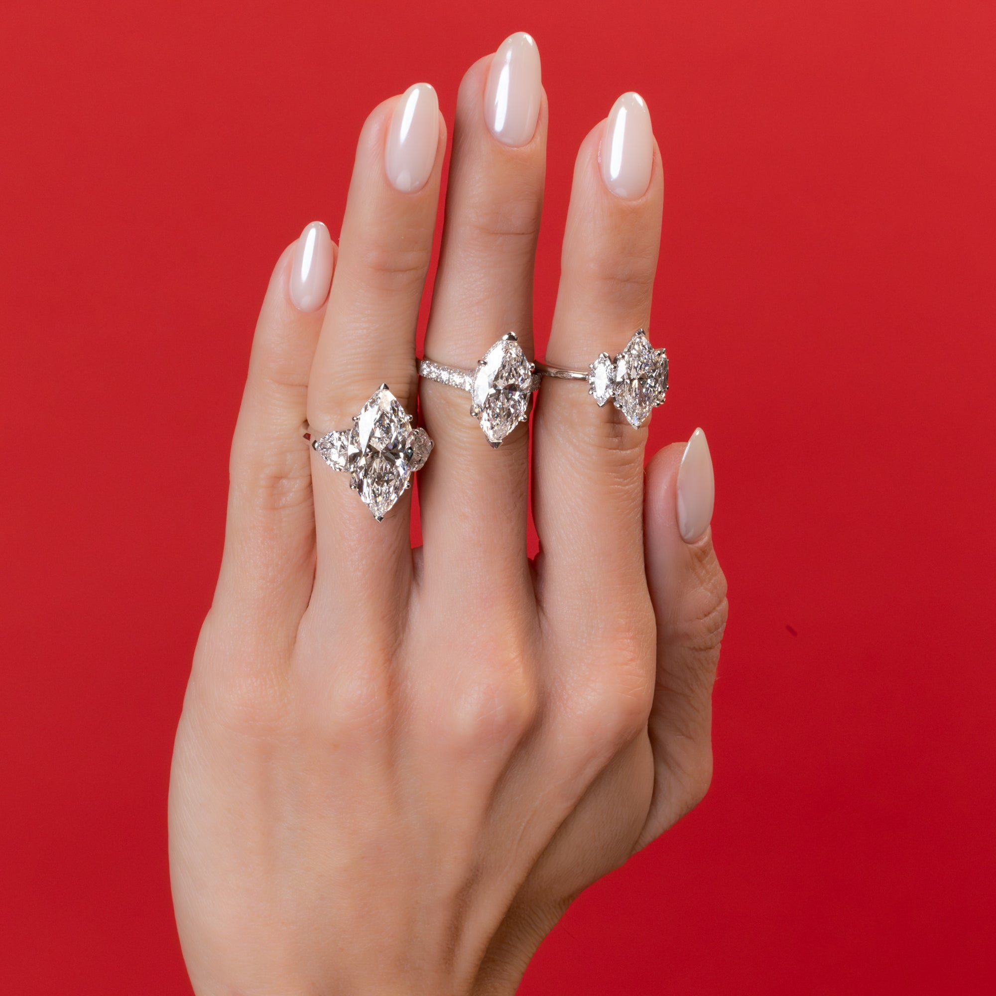 Three Stone Marquise Ring 3.28Ct