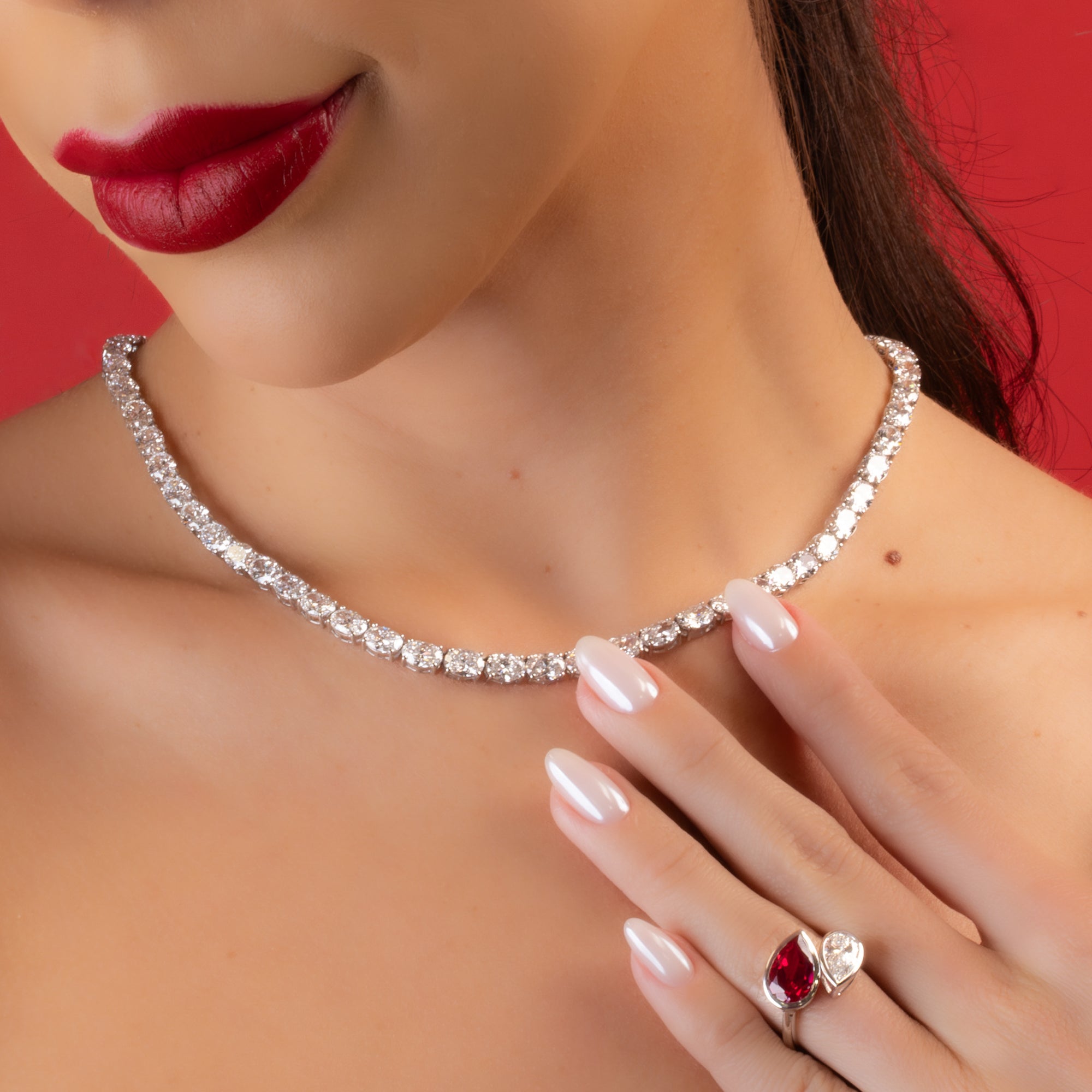 Double Pear Red Ring