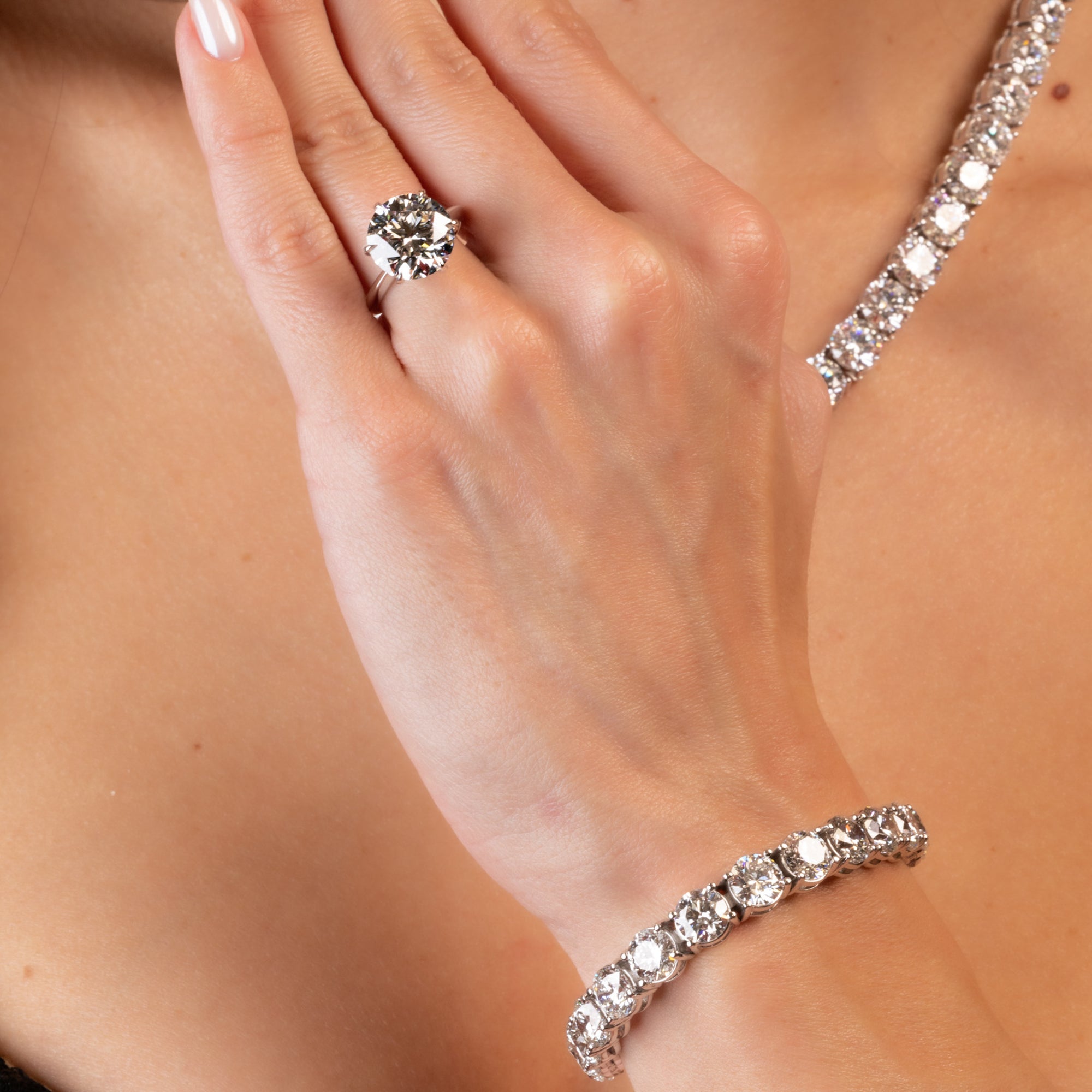 Round Solitare Ring 7Ct Platinum Tiffany Setting Size 5.25