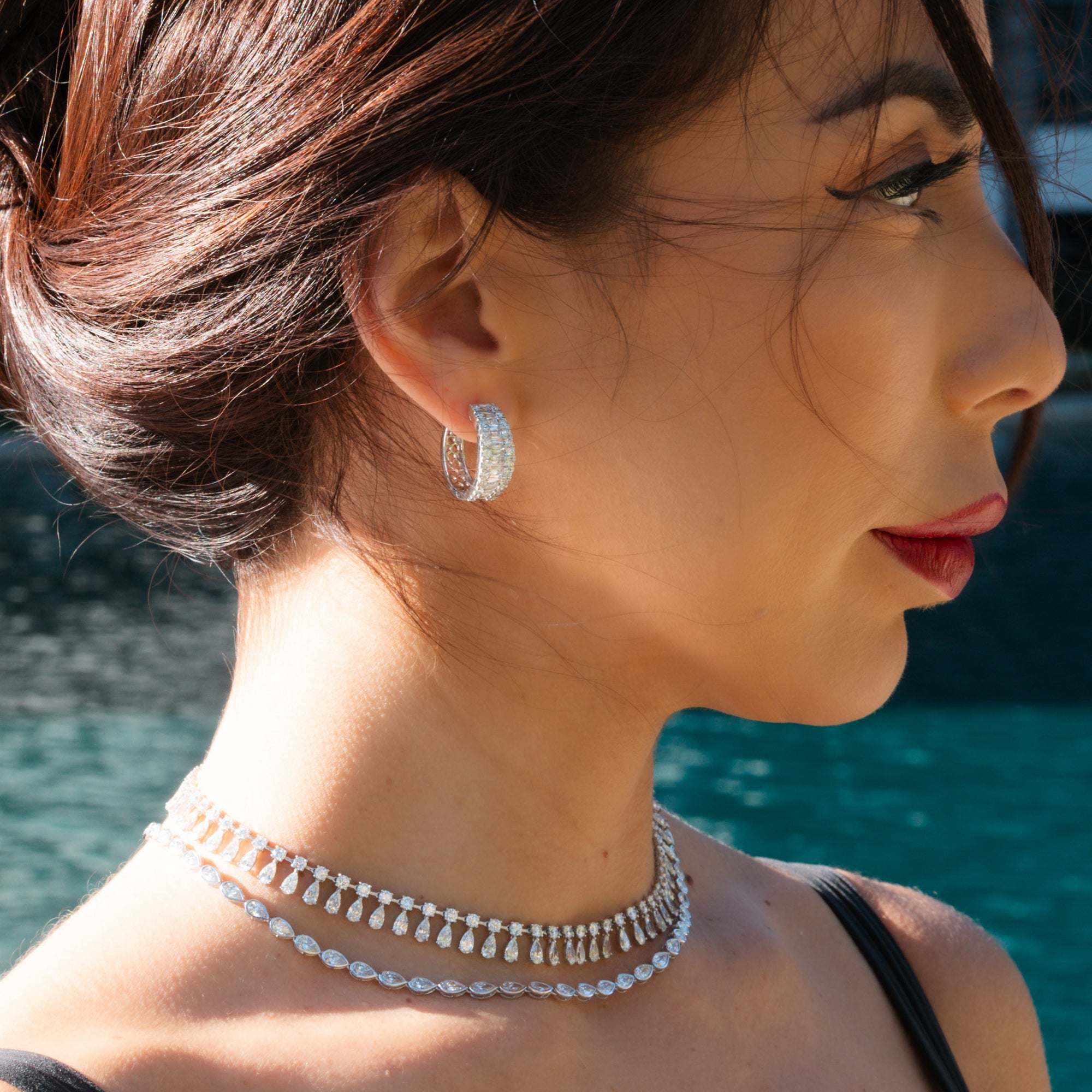Round & Baguette Earrings 3.5Ct
