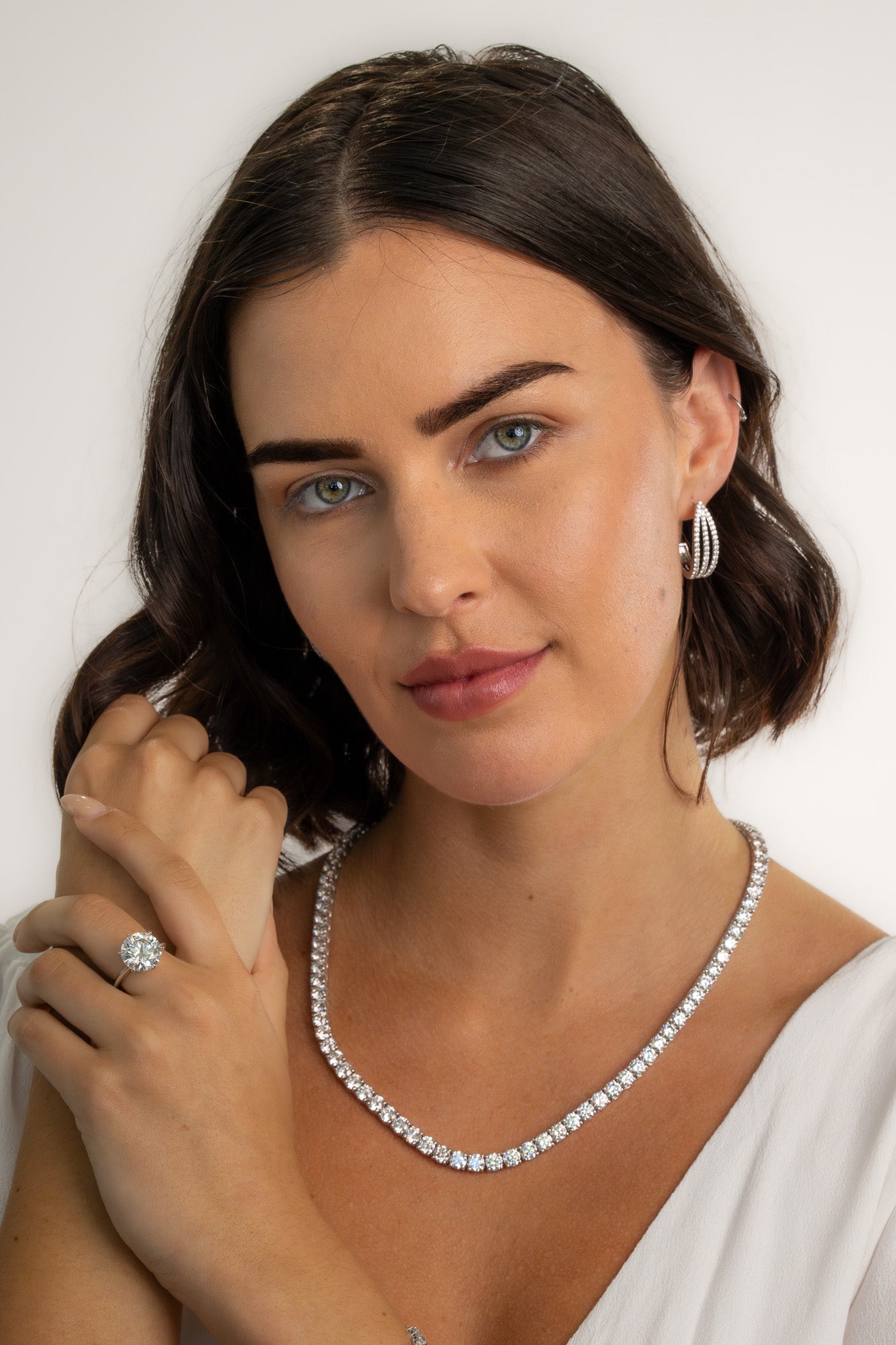 Three Row Half Hoop Earrings