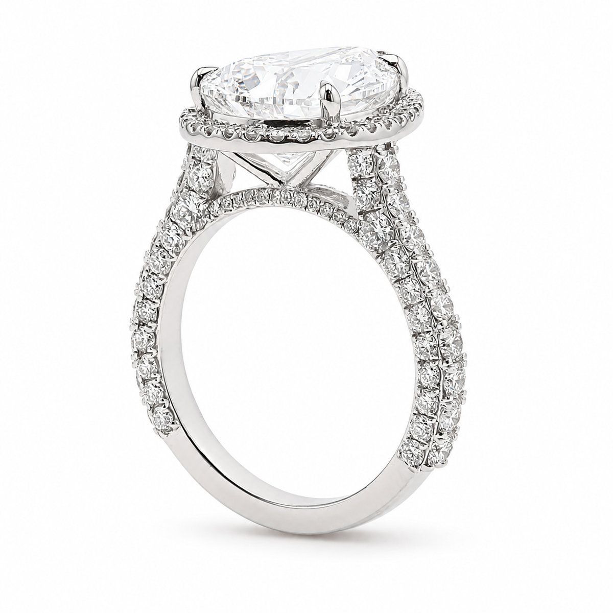 The Pear Halo Statement Ring