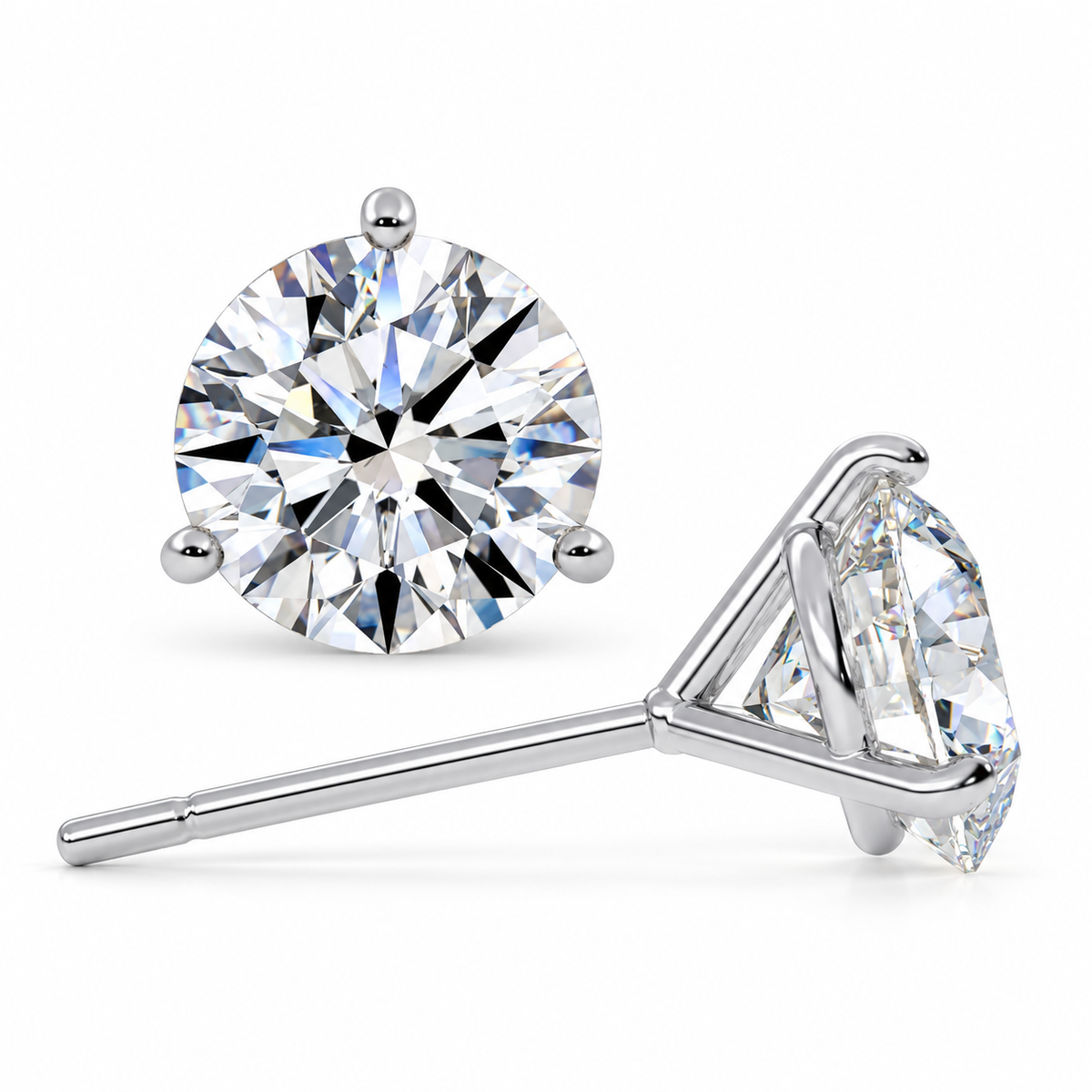 Call Me Pretty White Gold Studs 3ctw