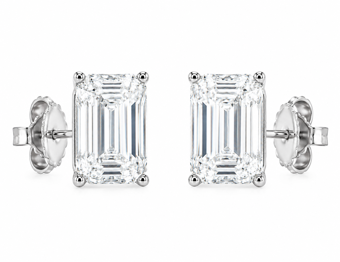Emerald Cut Diamond Stud Earrings — 5.98 CTW