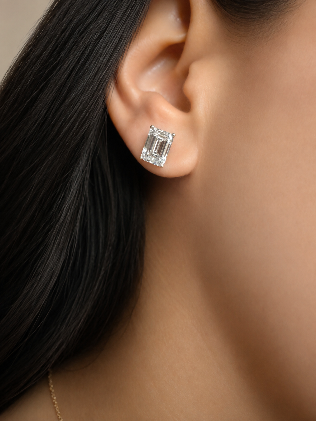 Emerald Cut Diamond Stud Earrings — 5.98 CTW
