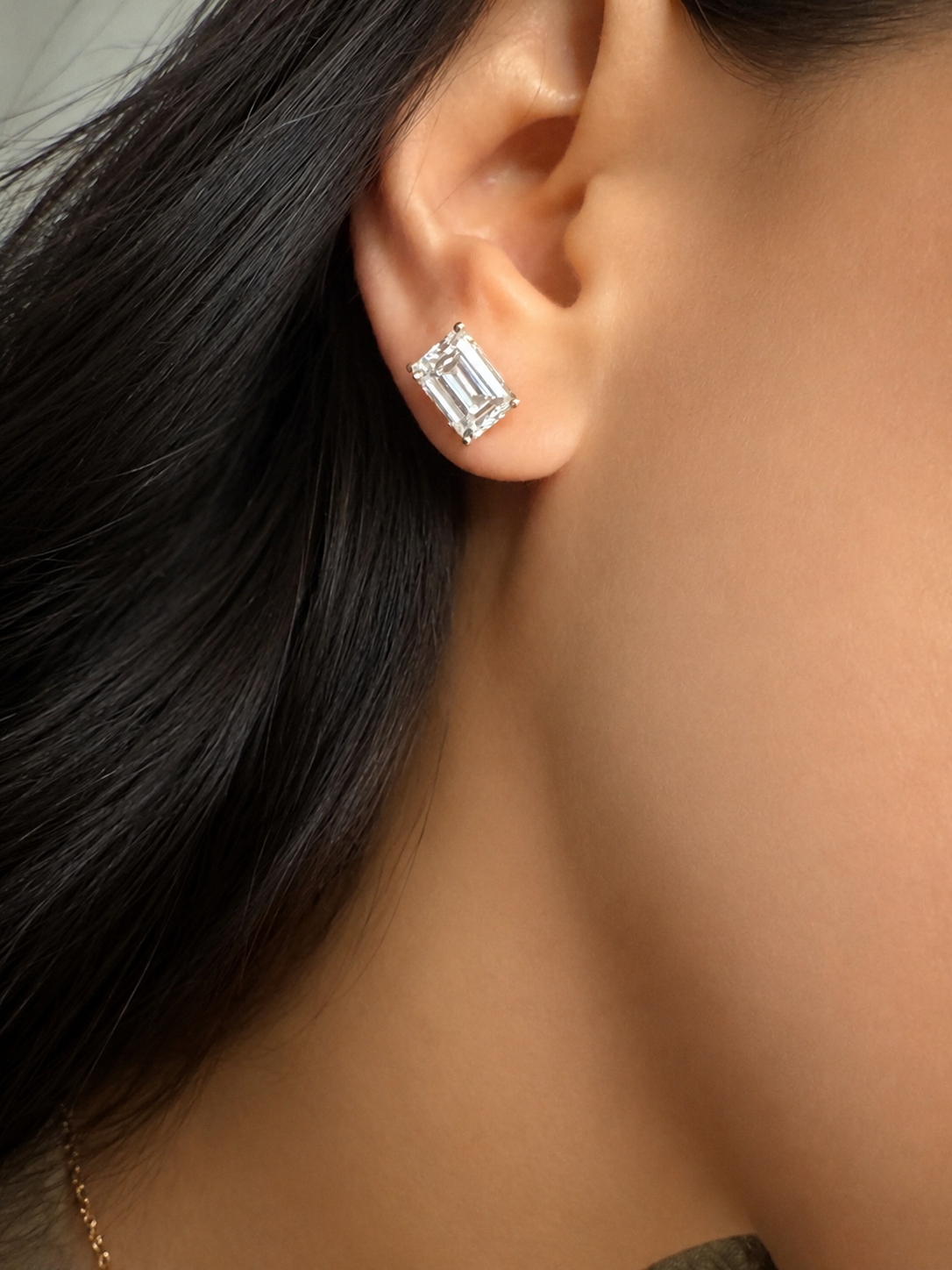 Emerald Cut Diamond Stud Earrings — 5.98 CTW