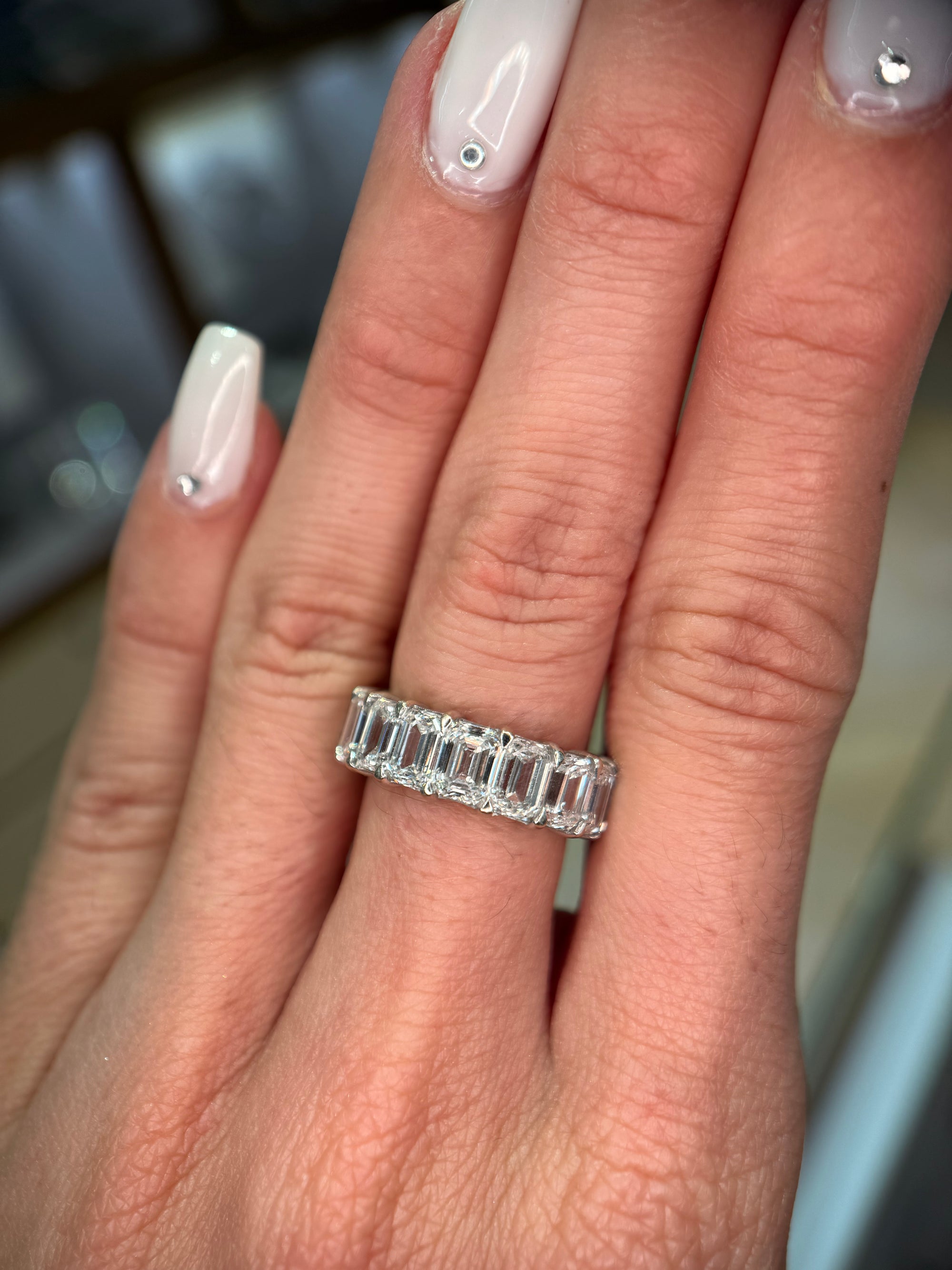 Emerald Eternity Band Emerald 9Ct