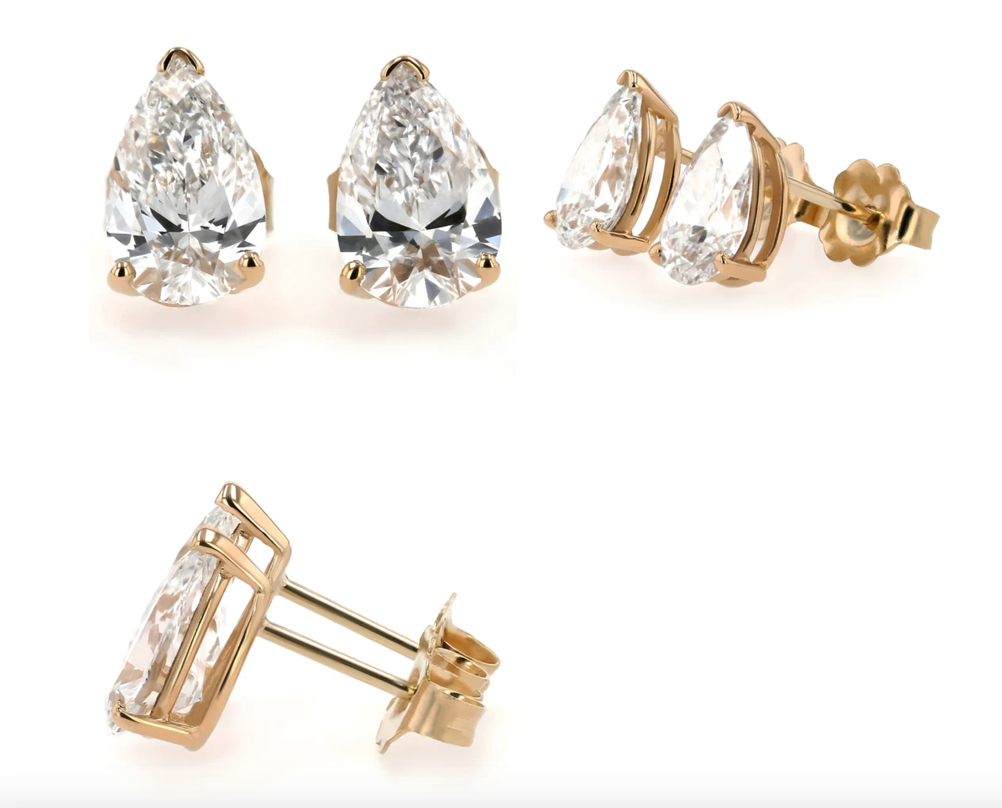 Earrings Pear Studs 2Ct &amp; Necklace Pear Tennis Bezel Set 12.4Ct